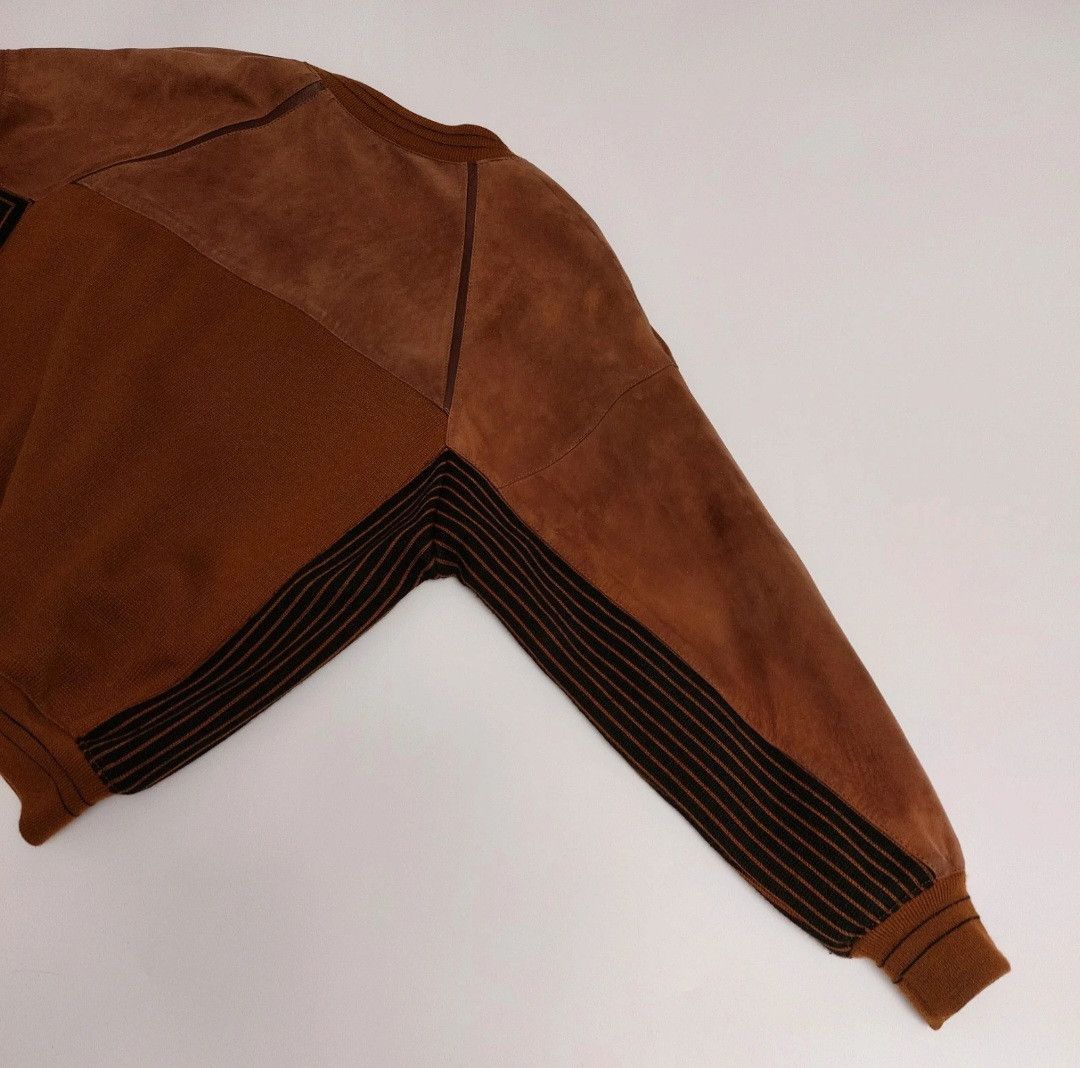 Vintage AMGE suede leather bomber jacket with wool blend panels Size US XL / EU 56 / 4 - 7 Thumbnail
