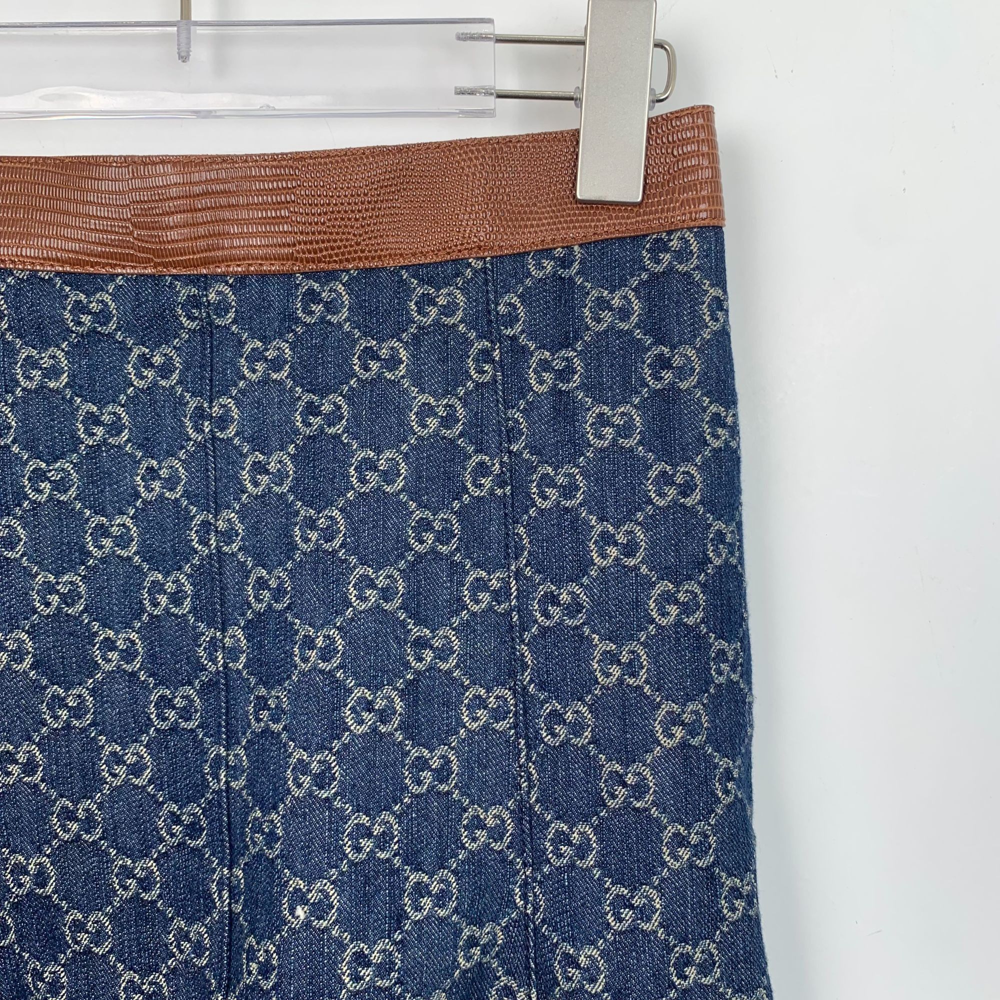 Gucci Gucci Blue Logo Jacquard Cotton Midi Skirt (Size 38) Size 38" / US 16 / IT 52 - 6 Thumbnail