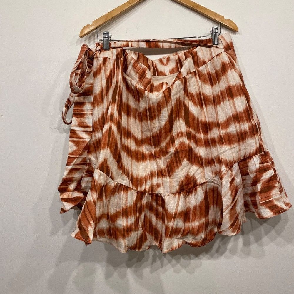 Banana Republic Banana Republic Linen Wrap Zebra Rust Colored Skirt Size XL Size 34" / US 12 / IT 48 - 2 Thumbnail