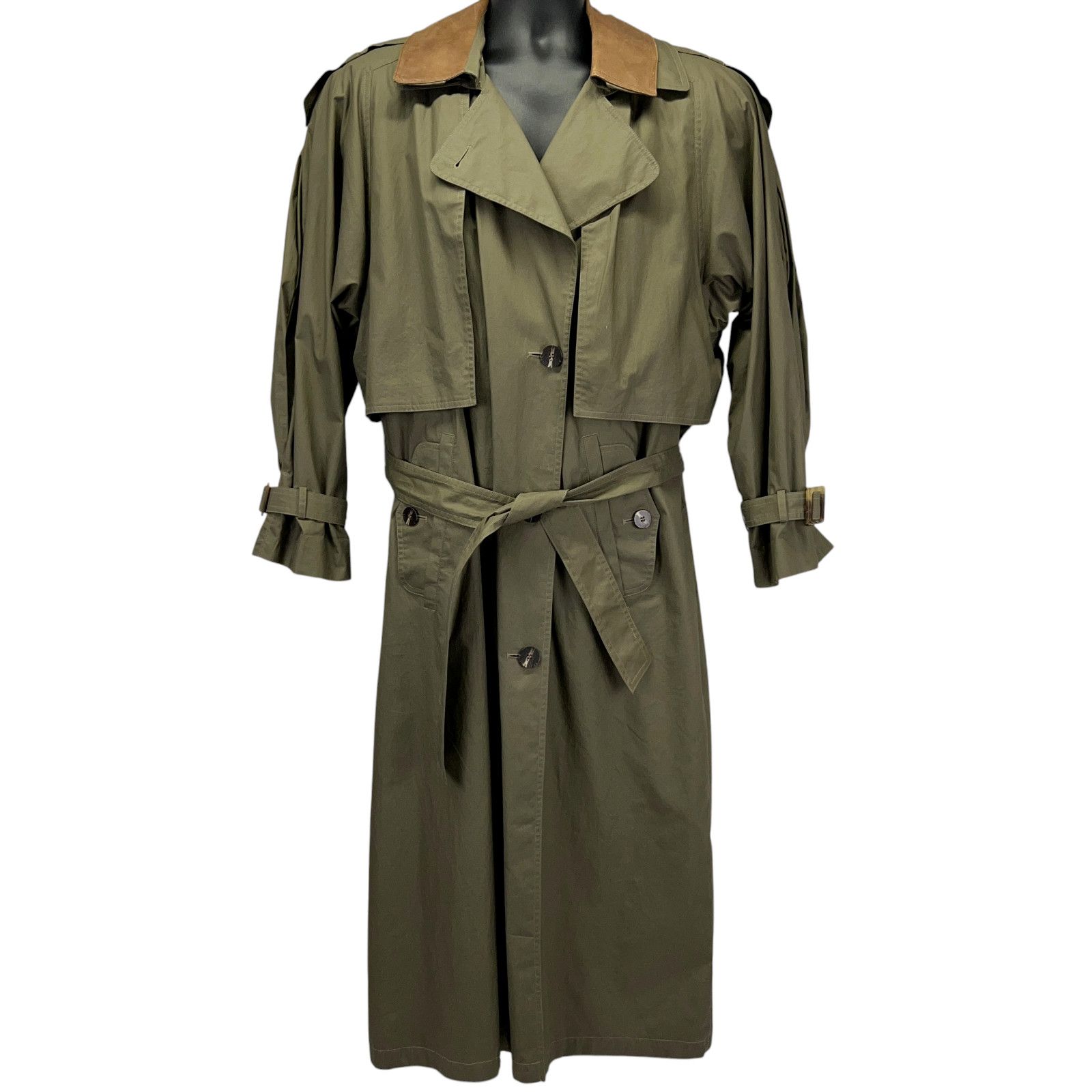 Vintage Vintage 90s Gallery Trench Coat Raincoat OD Green Womens 12 Size XL / US 12-14 / IT 48-50 - 1 Thumbnail