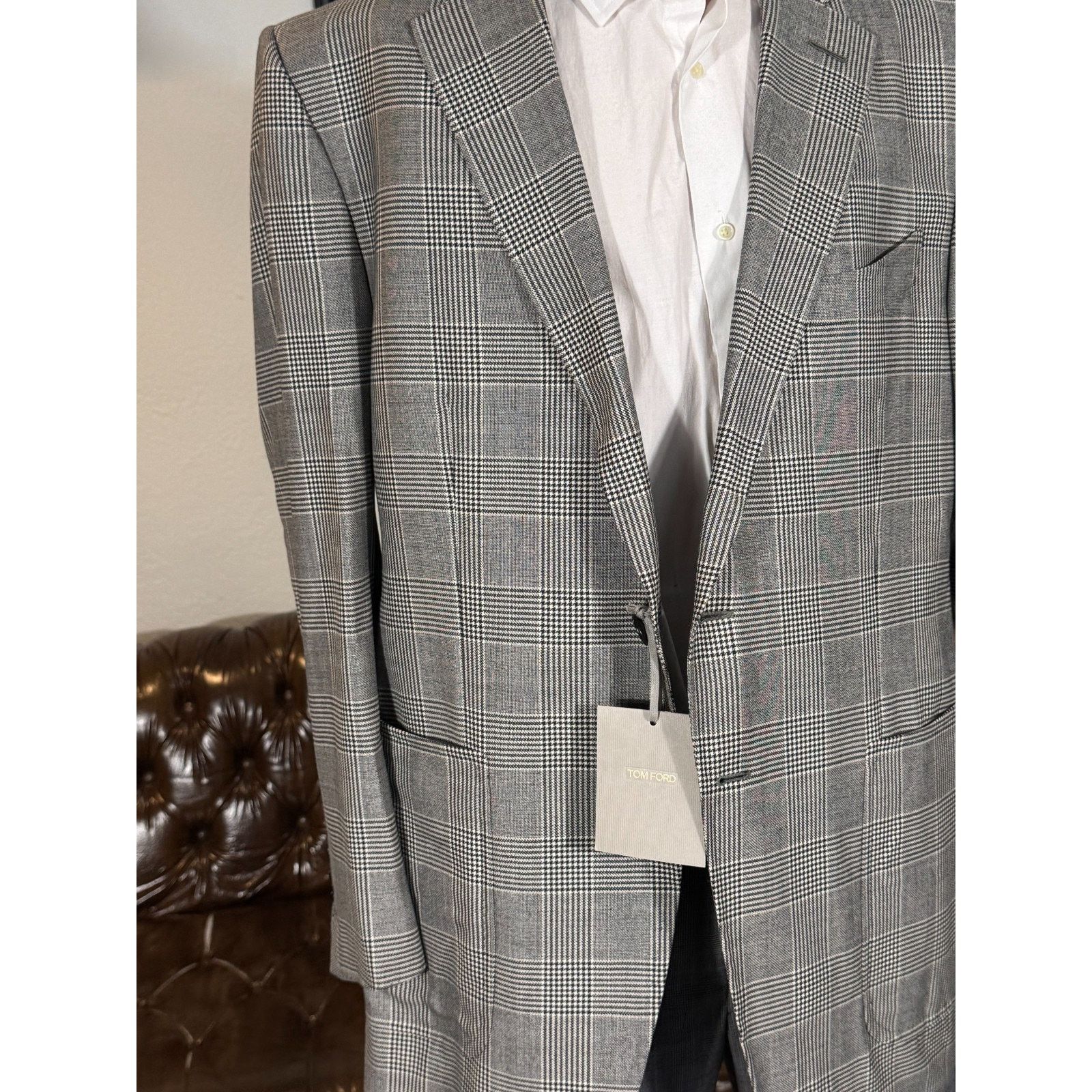 Tom Ford Tom Ford New w Tags PrinceWales Houndstooth Blazer 56 EU 46R Size 46R - 2 Thumbnail