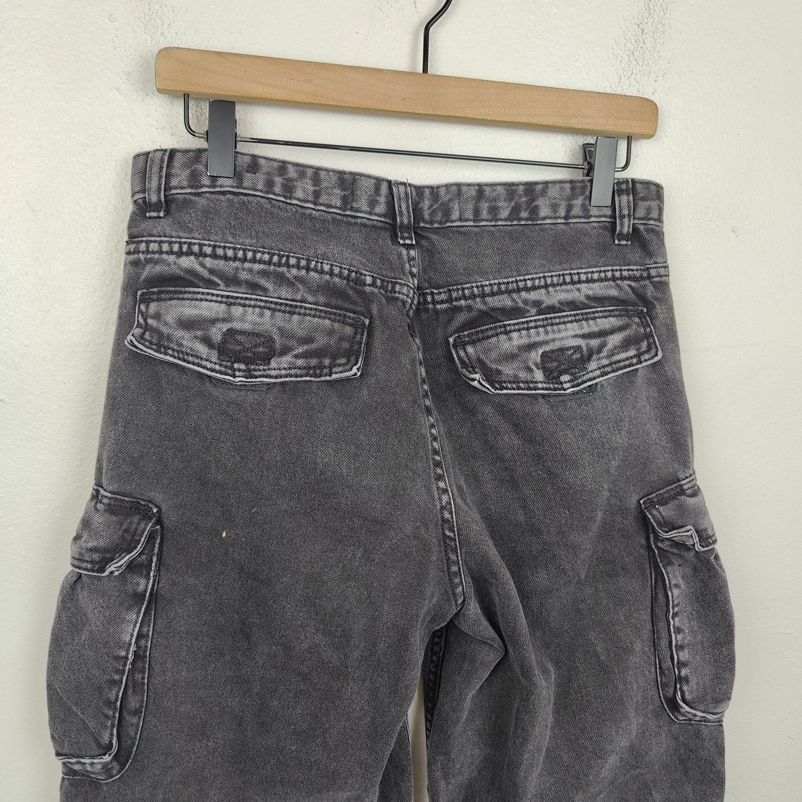 Bershka Bershka Baggy Cargo Jeans Womens 4 Charcoal Utility Y2K Size 27" / US 4 / IT 40 - 6 Thumbnail