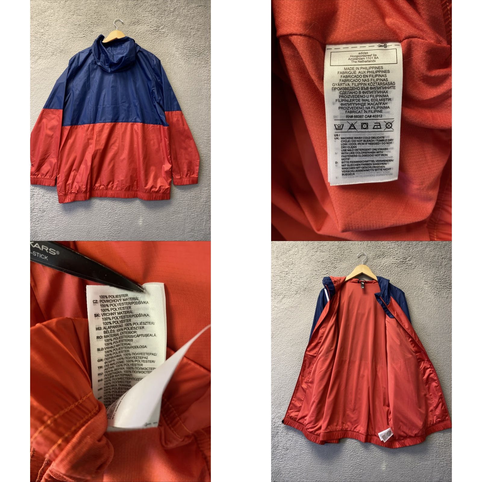 Adidas Adidas Windbreaker Rain Jacket Men 2XL Navy Red Multicolor Water-Resistant Rain Coat 90s? 15426 Mens Size US XXL / EU 58 / 5 - 8 Thumbnail