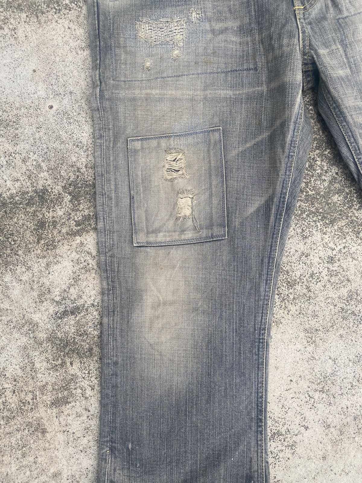 If Six Was Nine × Lee Flare Jeans Lee Distress Patchwork Clawmark Mud Bootcut Size US 32 / EU 48 - 7 Thumbnail