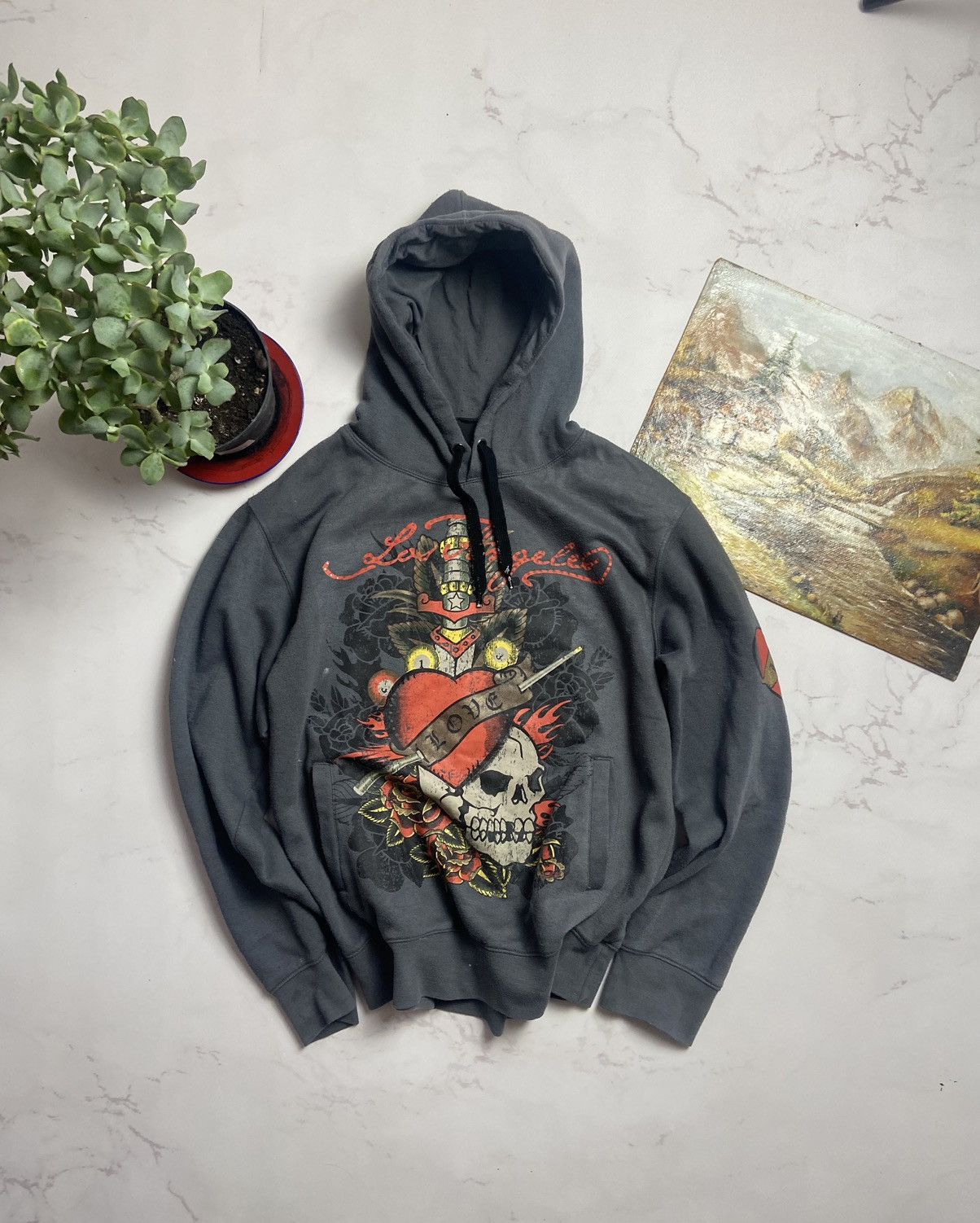 Hysteric Glamour 🔥 RARE LOS ANGELES ED HARDY STYLE FADED HOODIE 🔥 |  Grailed