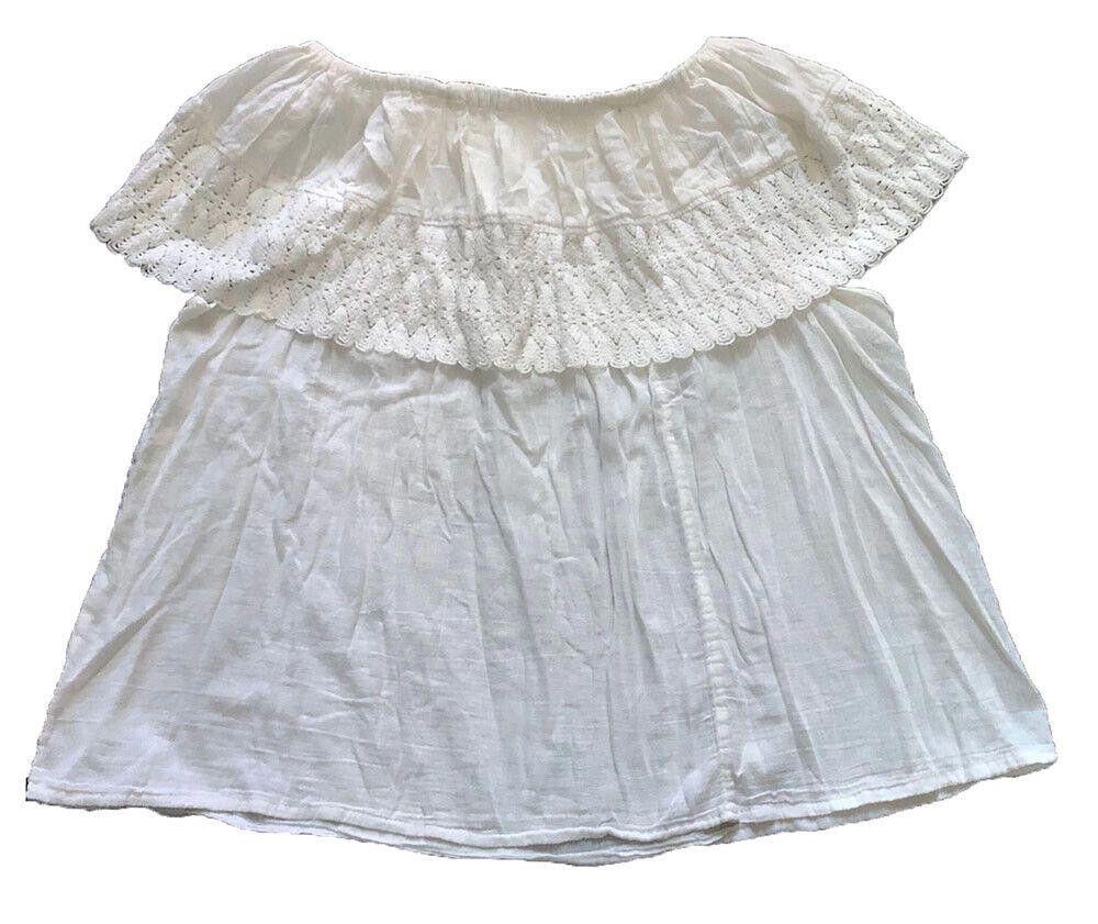 Designer Used White Hand Made Blouse M Size M / US 6-8 / IT 42-44 - 3 Thumbnail