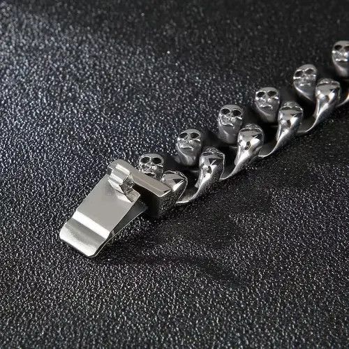Japanese Brand Skull Bone Cuban Chain Bracelet Size ONE SIZE - 3 Thumbnail
