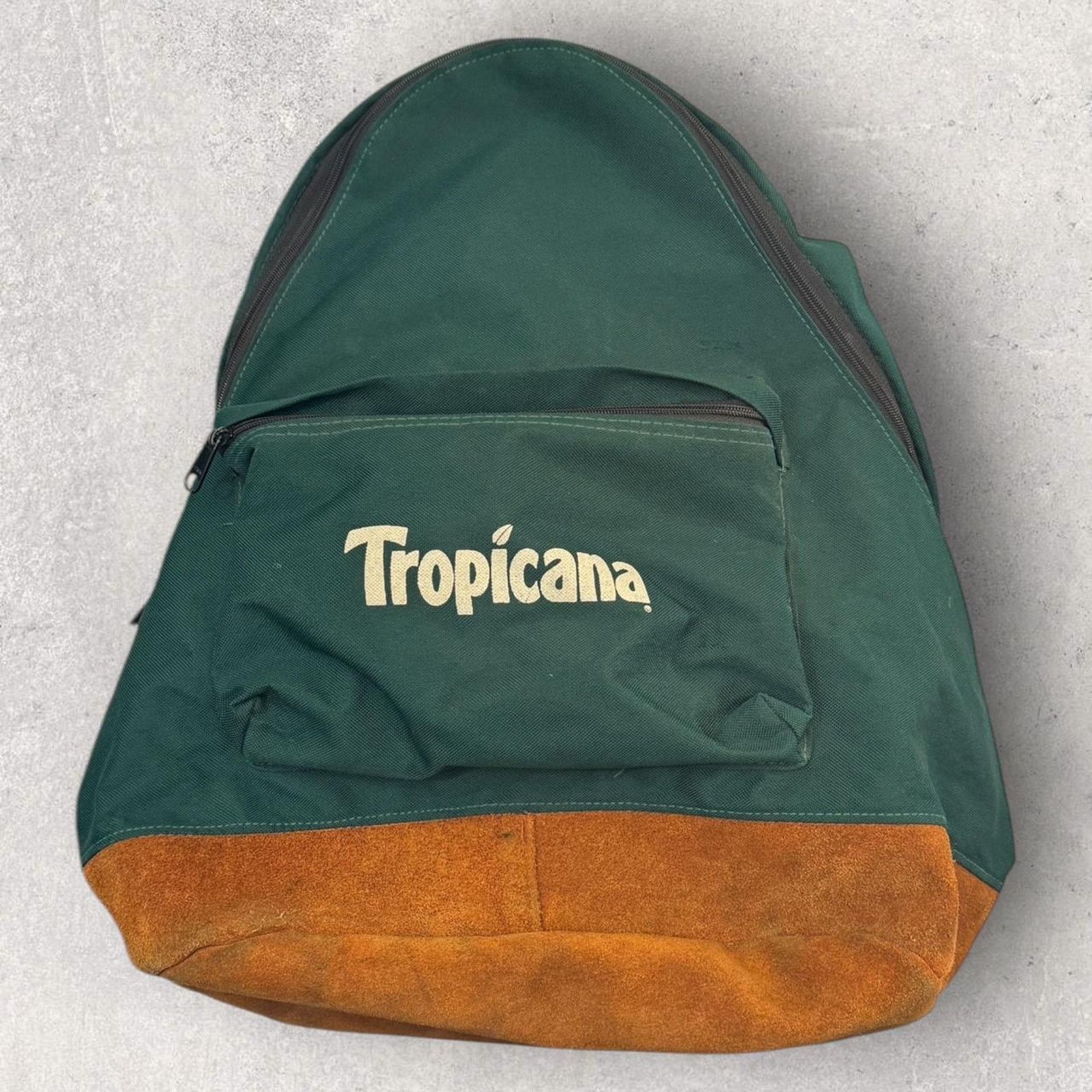Vintage Vintage Tropicana green canvas & brown suede backpack Size ONE SIZE - 3 Thumbnail