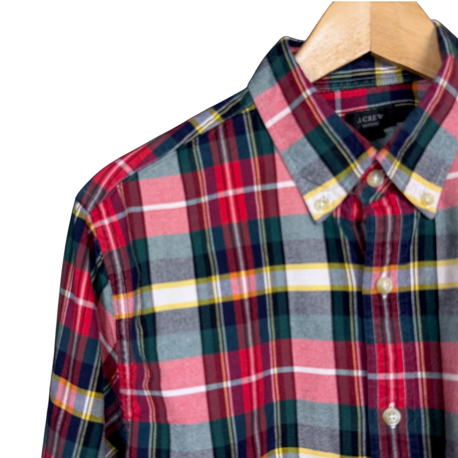 J.Crew J.Crew Oxford Button Down Shirt Men's Medium Red Green Plaid Size US M / EU 48-50 / 2 - 7 Thumbnail