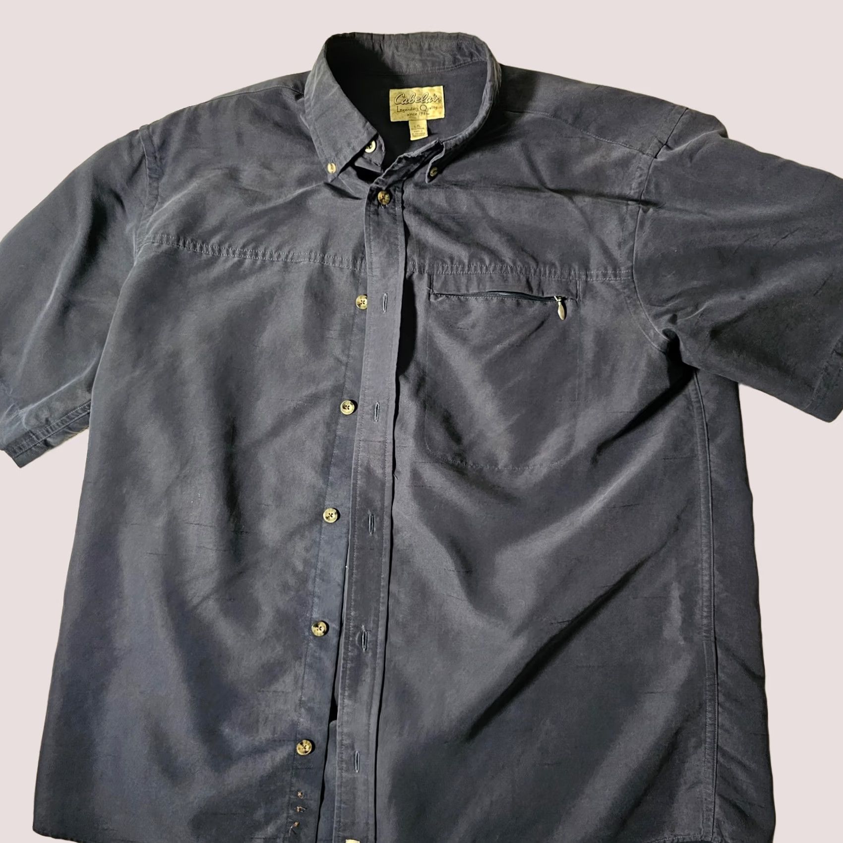 Vintage Cabela's Shirt Men's Large Blue Button-Down Short Sleeve Zipper Pocket Outdoor Size US L / EU 52-54 / 3 - 1 Thumbnail