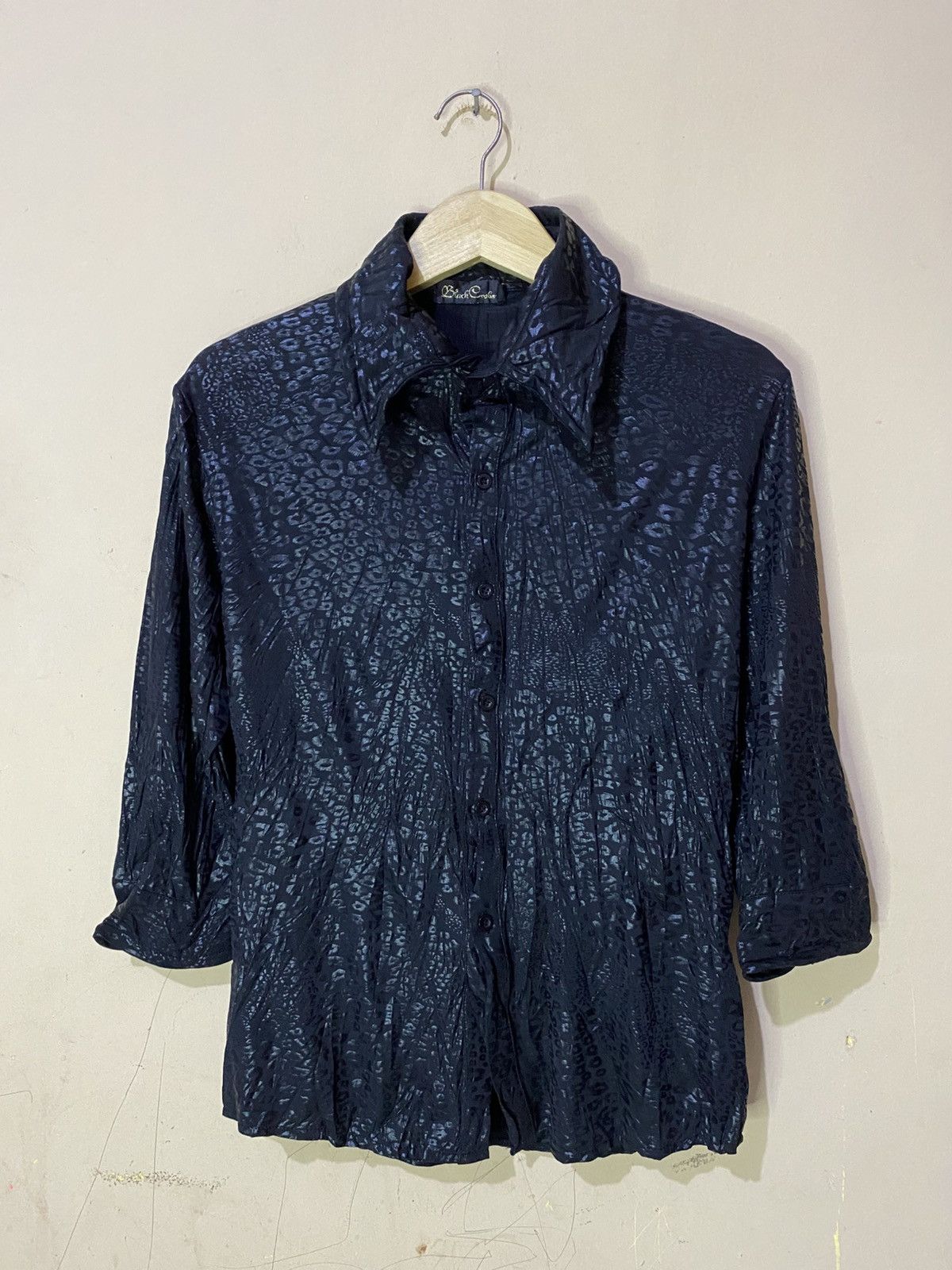 If Six Was Nine Rare 2000s Black Crobon Snakeskin Silk Button Shirt Size L / US 10 / IT 46 - 1 Thumbnail