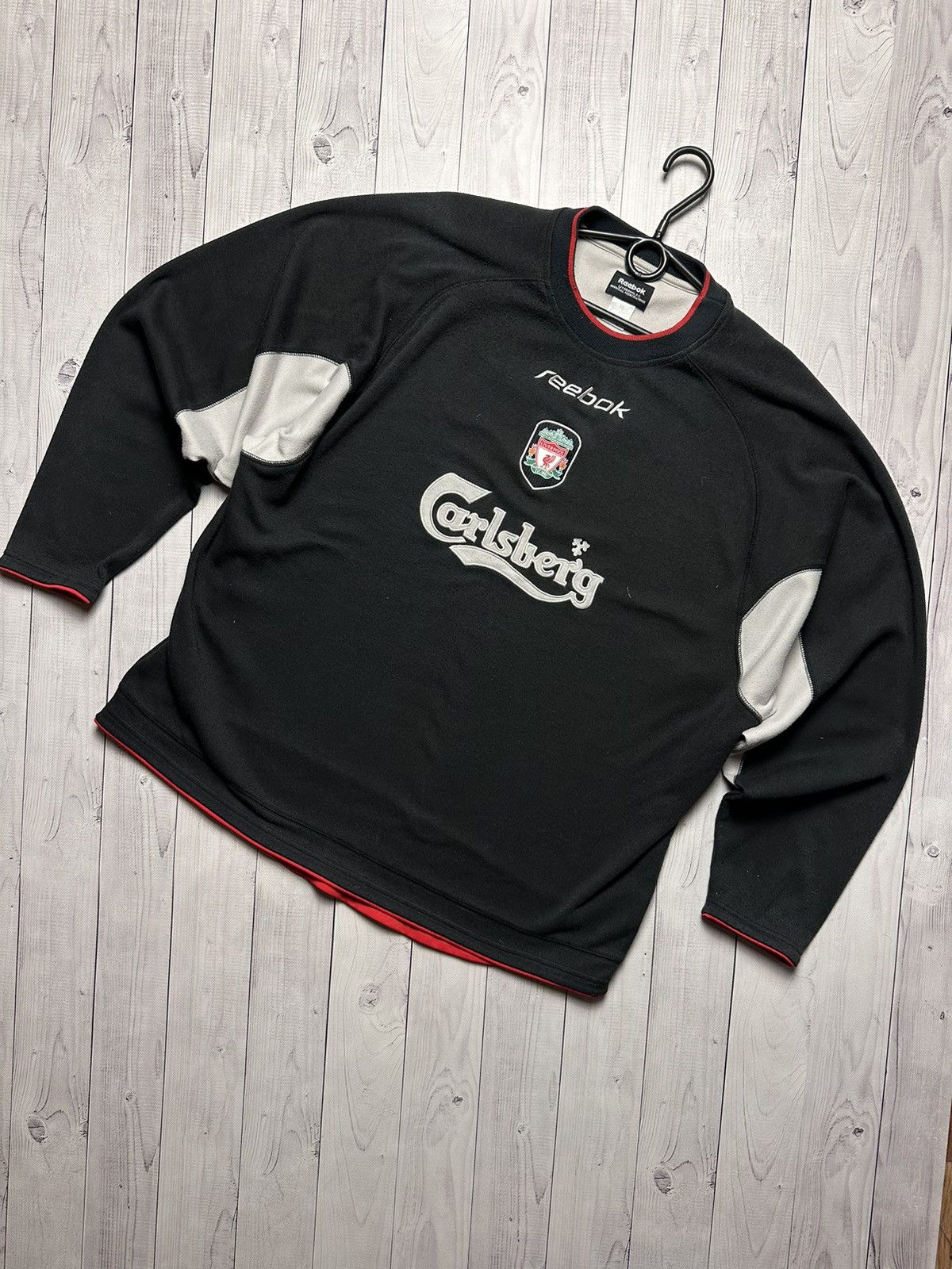 image of Vintage Reebok Liverpool Sweatshirt Size XL Carlsberg in Black, Men's