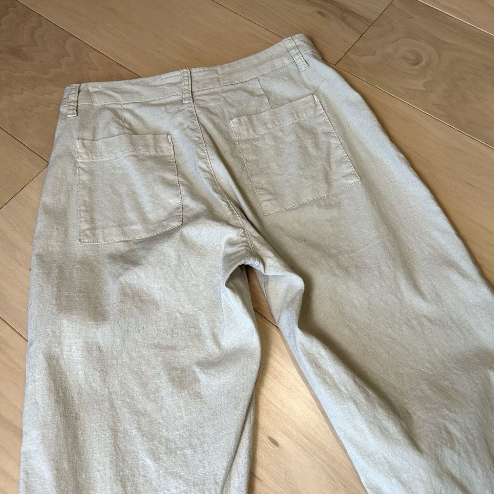 Frank & Eileen Frank & Eileen Kinsale Trousers Pants Women’s 4 Light Tan Cotton Woven Crop Straight Leg Mid Rise Flat Front Casual Workwear Travel Style Size 27" / US 4 / IT 40 - 4 Thumbnail