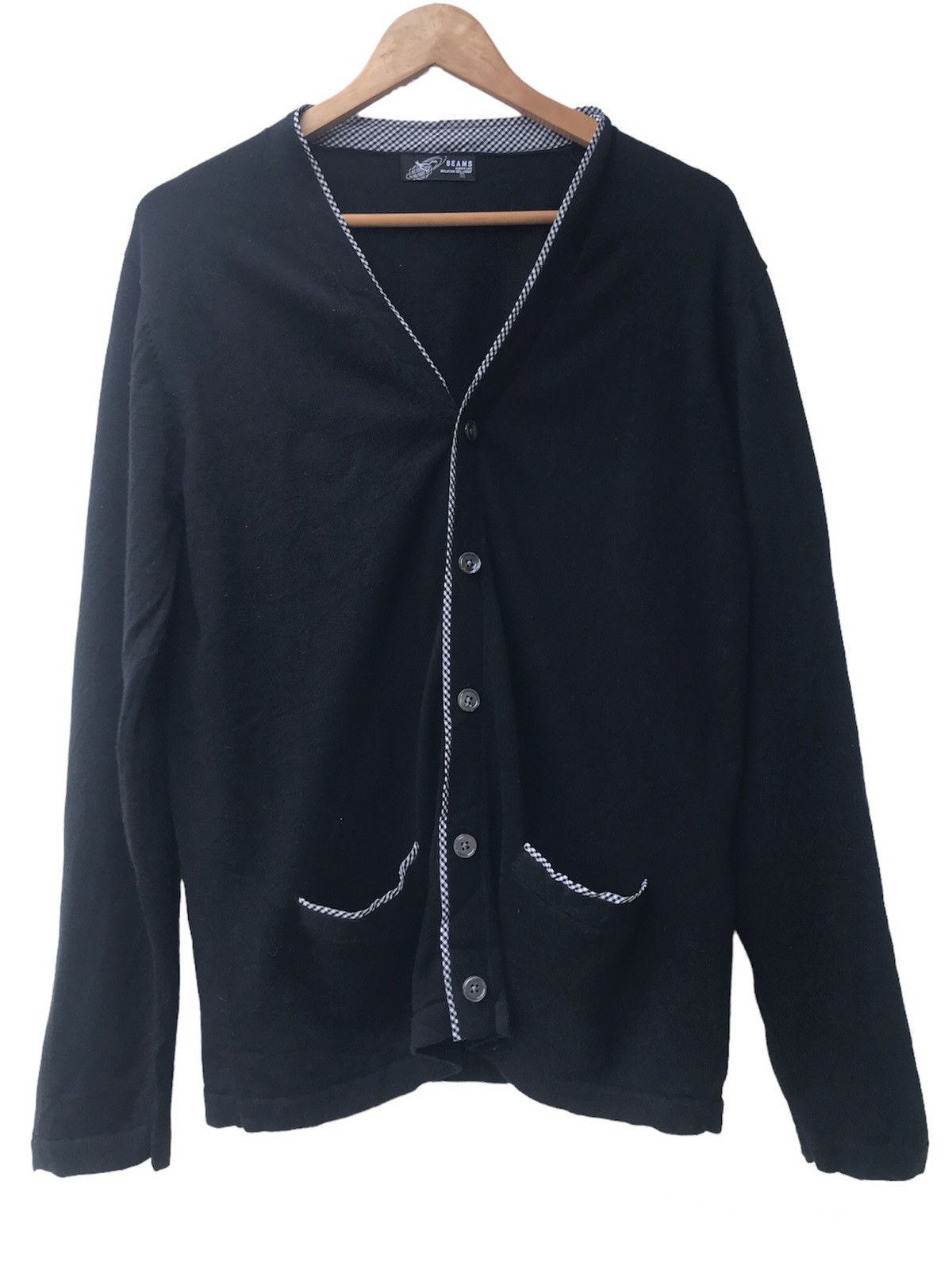image of Beams Plus Beams Cotton Light Cardigan in Black, Men's (Size Medium)