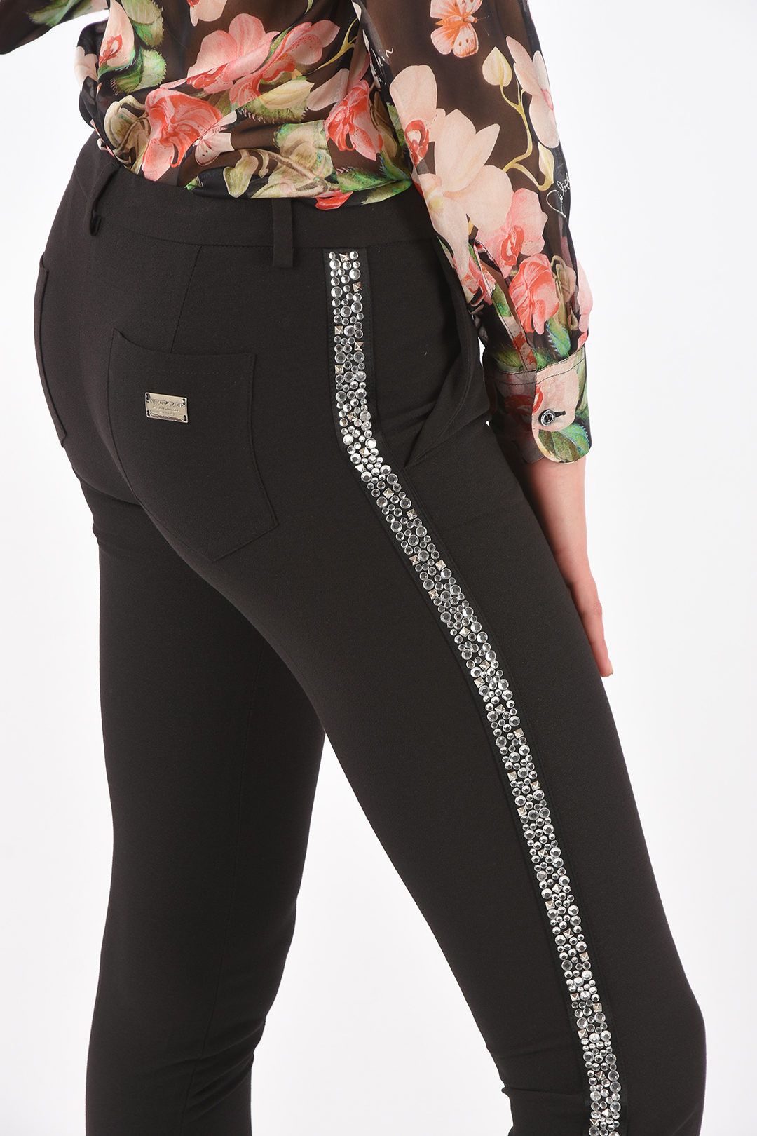 Philipp Plein og1mm0824 Jewel Side Band Pants in Black Size 34" / US 12 / IT 48 - 3 Thumbnail