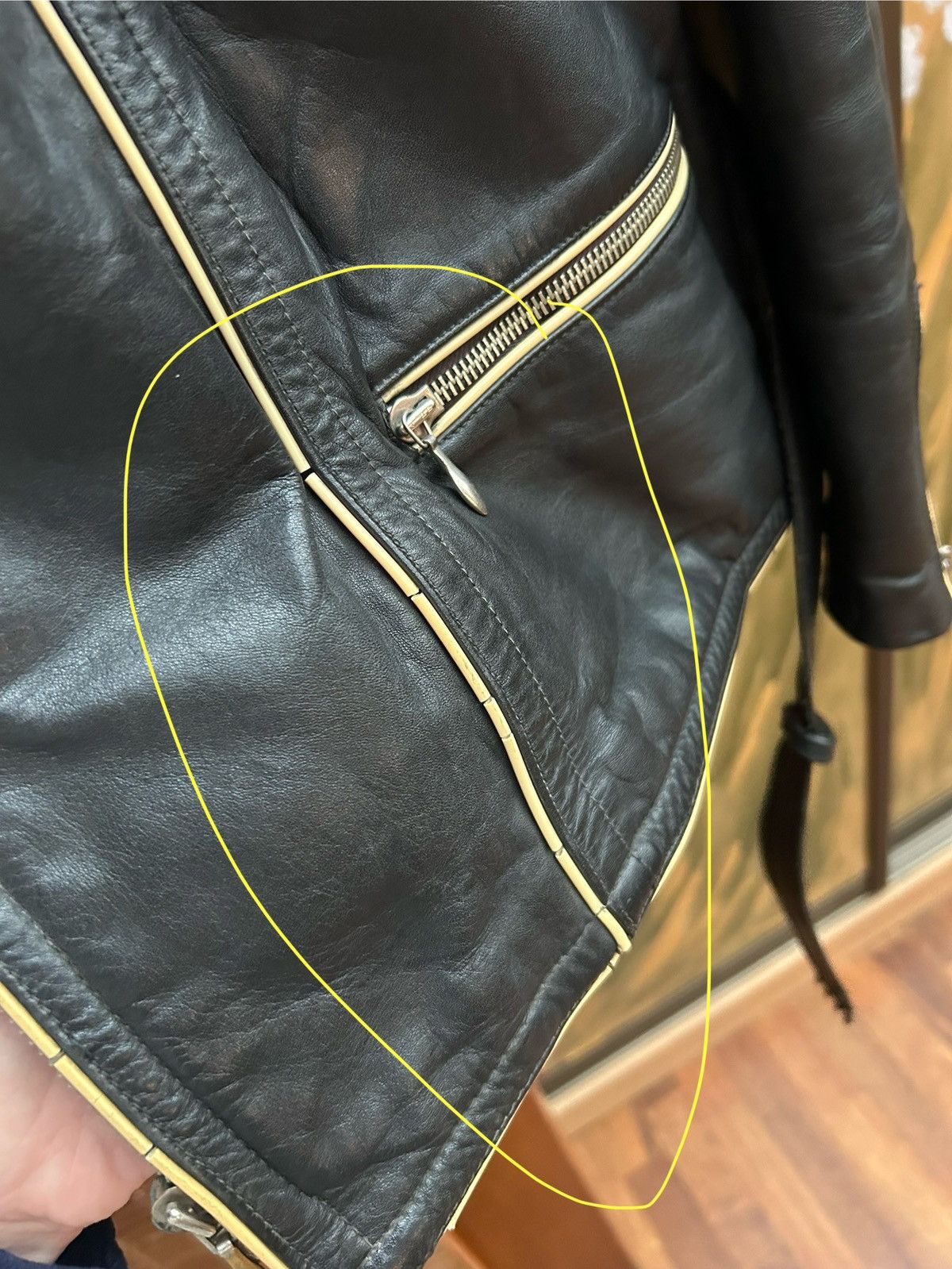 Vintage 60s German Leather Black Motorcycle Rider Jacket WWII Style Size US L / EU 52-54 / 3 - 12 Thumbnail