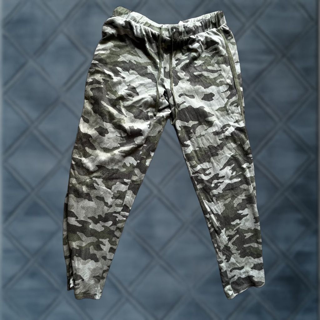 Lucky Brand Lucky Brand Women Pajama Pants 28" Inseam Small Olive Green Camouflage Sleepwear Drawstring Regular Colorful Polyester Spandex Knit Size 28" / US 6 / IT 42 - 1 Thumbnail