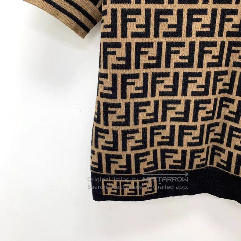 Fendi Fendi Dark Brown Logo All-Over Printed Crewneck Knit Top Size XS / US 0-2 / IT 36-38 - 4 Thumbnail