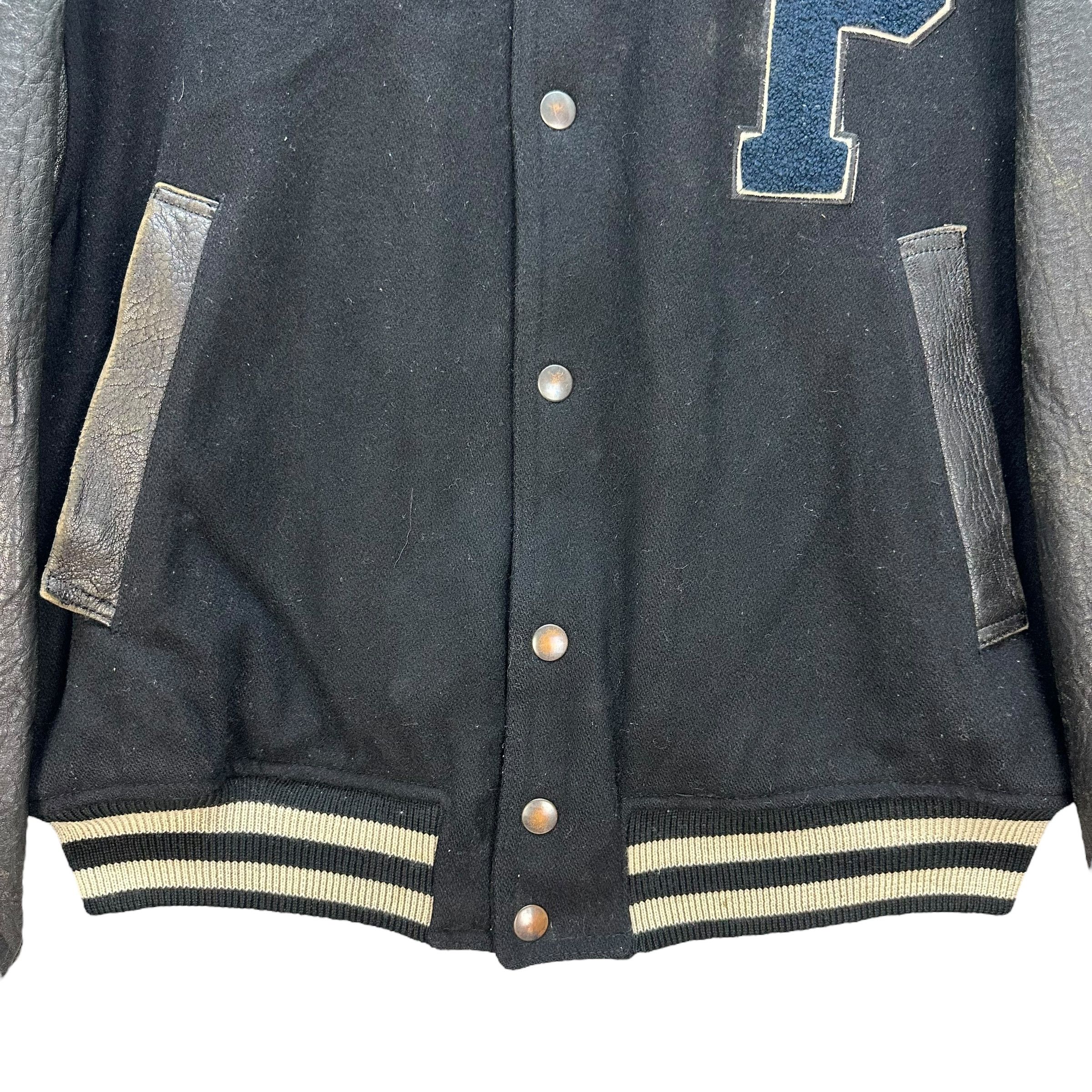 Other TRASHED🔥 PERSPIRE HOMME WOOL LEATHER VARSITY #8921-039 Size US L / EU 52-54 / 3 - 6 Thumbnail