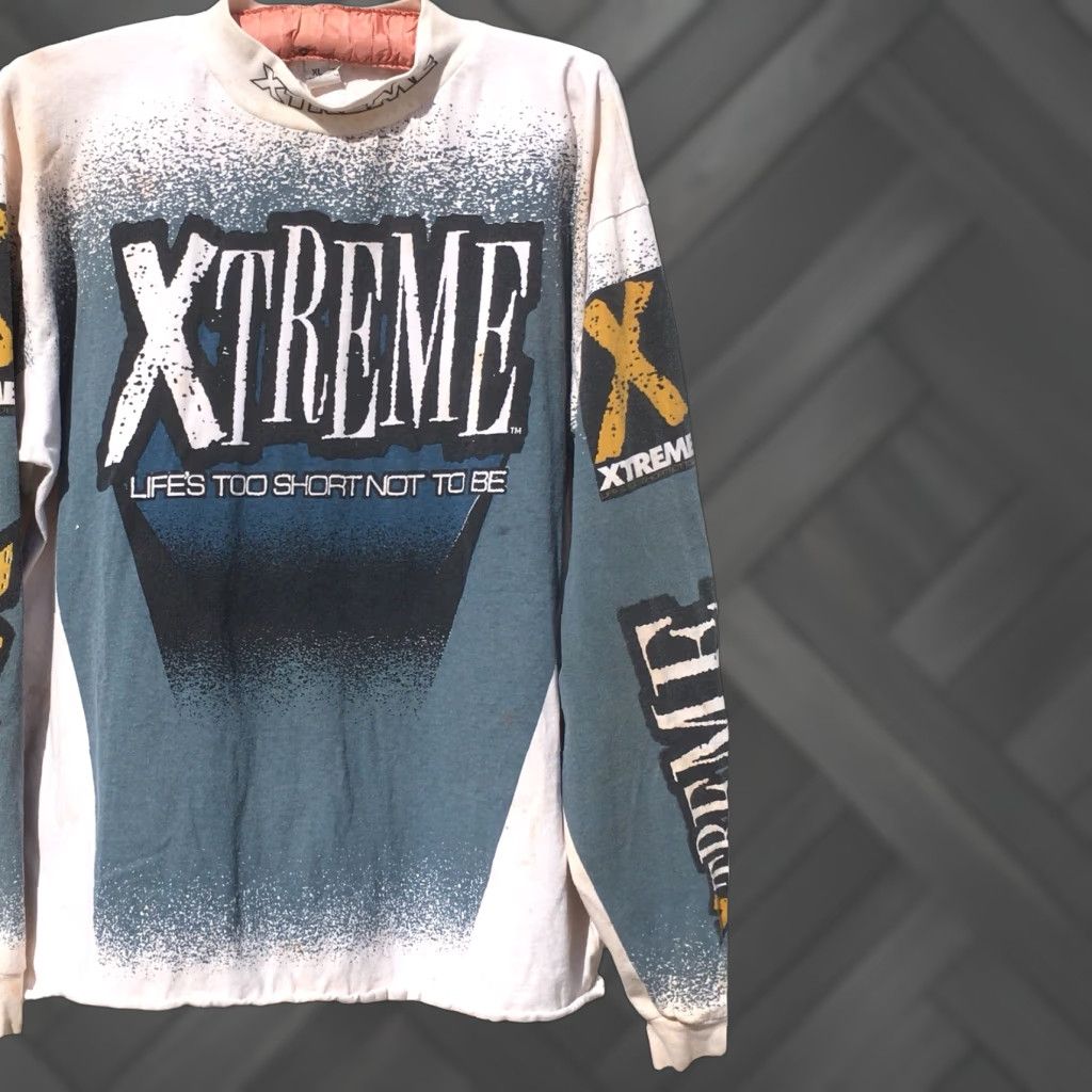 Vintage VINTAGE XTREME Lifes’s Too Short Not To Be Motocross T-Shirt XL USA Shirt Men Long Sleeve 1990s White Graphic Tee XS? Size US XL / EU 56 / 4 - 1 Thumbnail