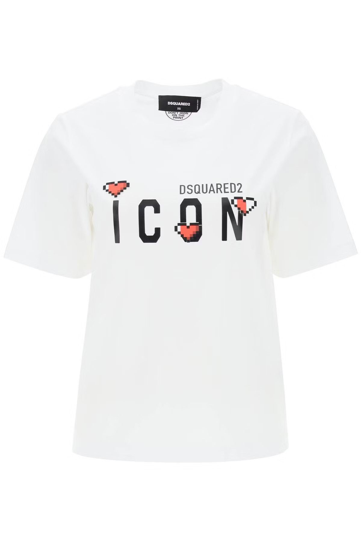 image of Dsquared2 O1S22I1N0424 Icon Crewneck T-Shirt In White, Men's (Size XS)