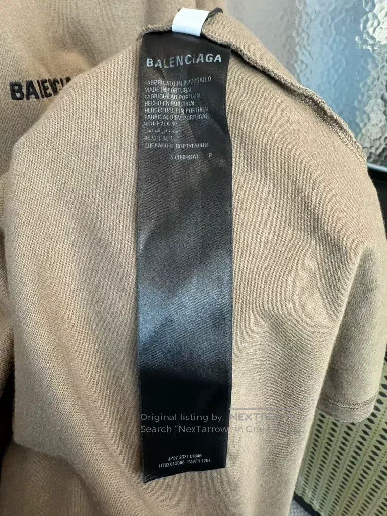 Balenciaga Brown Front and Back Embroidered Short Sleeve