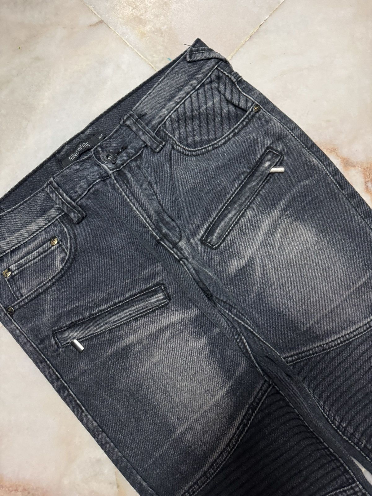 Japanese Brand 💥SLIM STRAIGHT BALMAIN INSPIRED BIKER DENIM JEAN BY JAPANESE Size US 31 - 6 Thumbnail