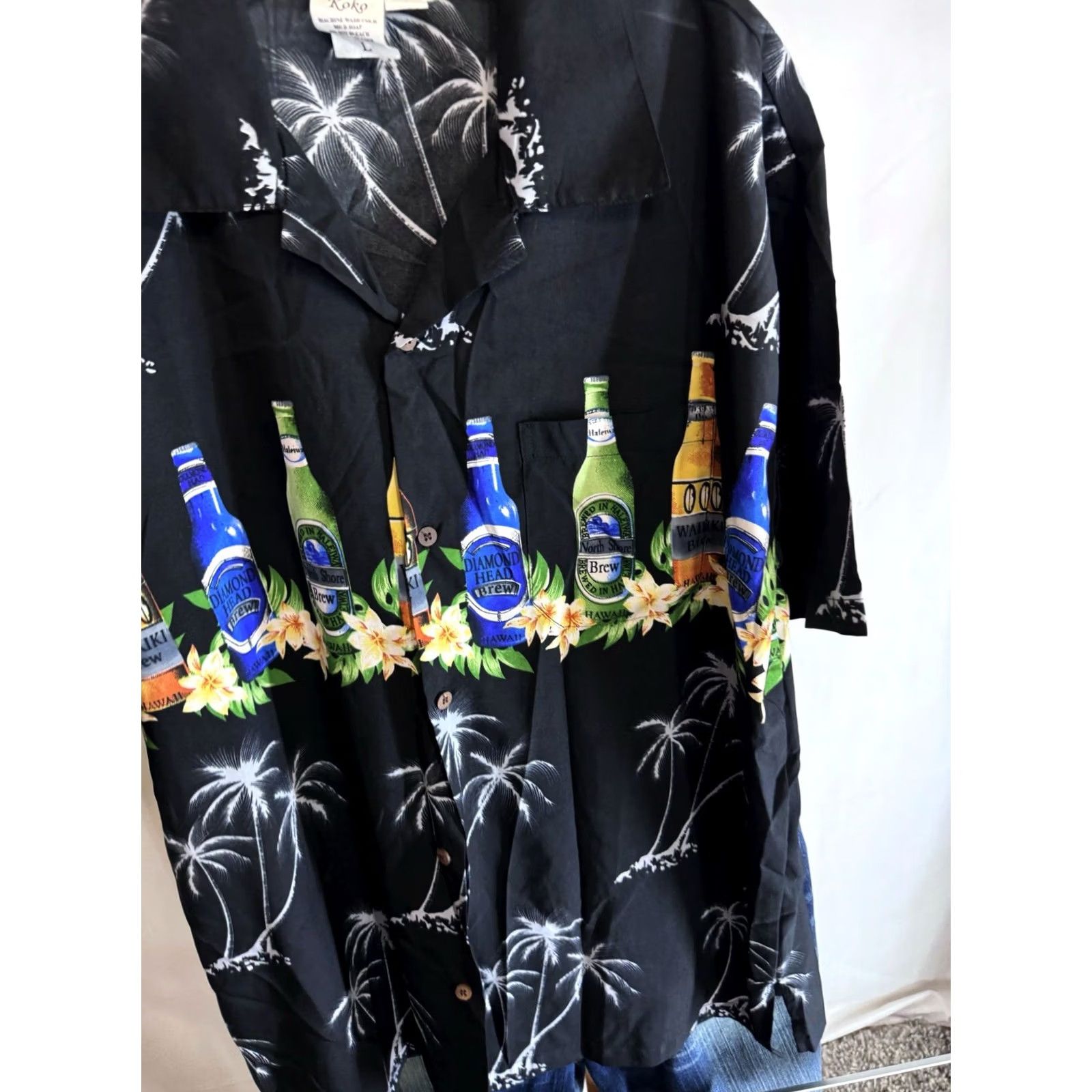 Vintage Koko Hawaii Microfiber Beer Bottle SHORT SLEEVE BUTTON UP SHIRT Large L Mens Size US L / EU 52-54 / 3 - 2 Thumbnail