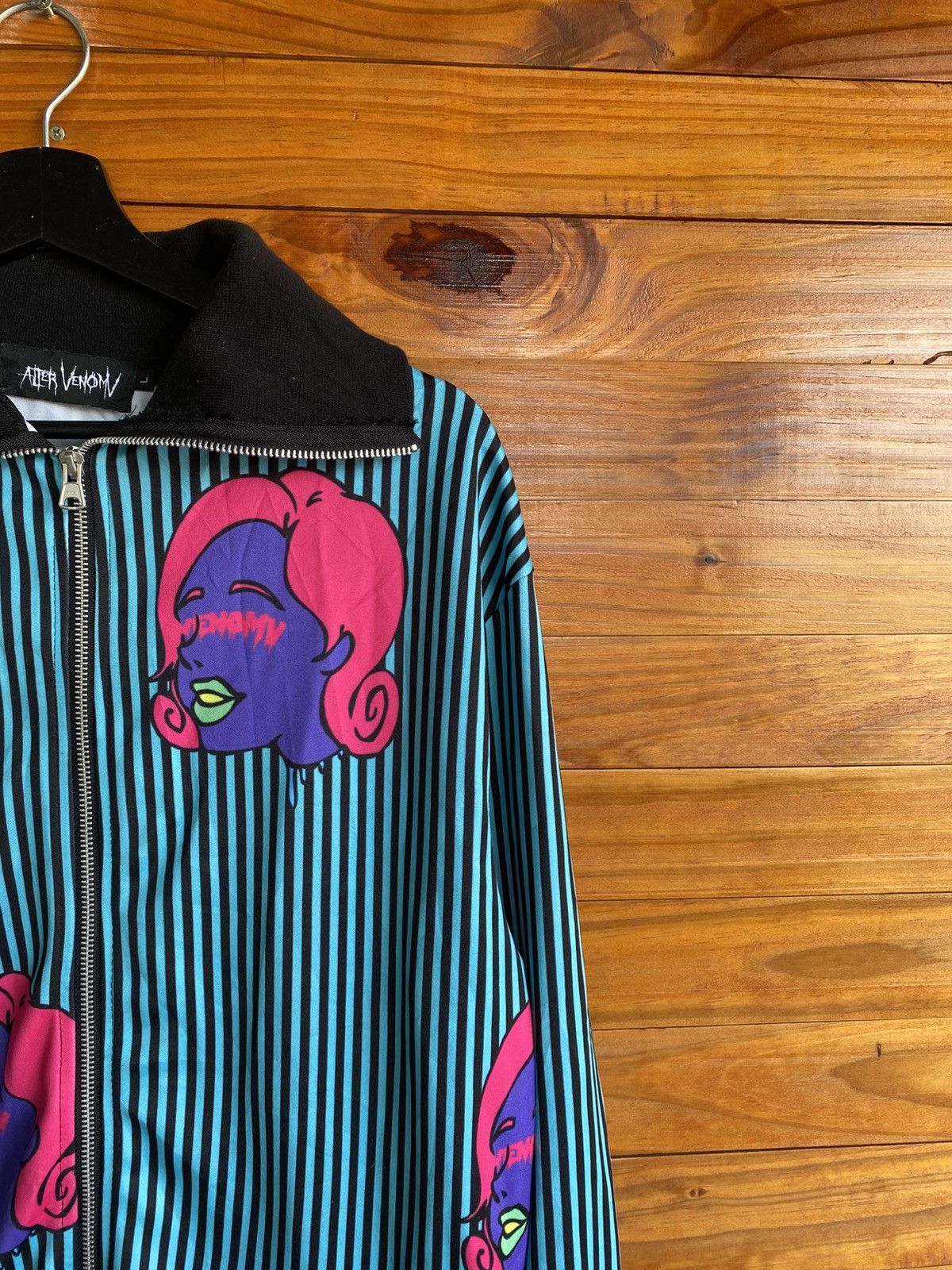 Japanese Brand After Venom Graphic Zip Jacket – Pop Art Face Print Striped Size L / US 10 / IT 46 - 8 Thumbnail
