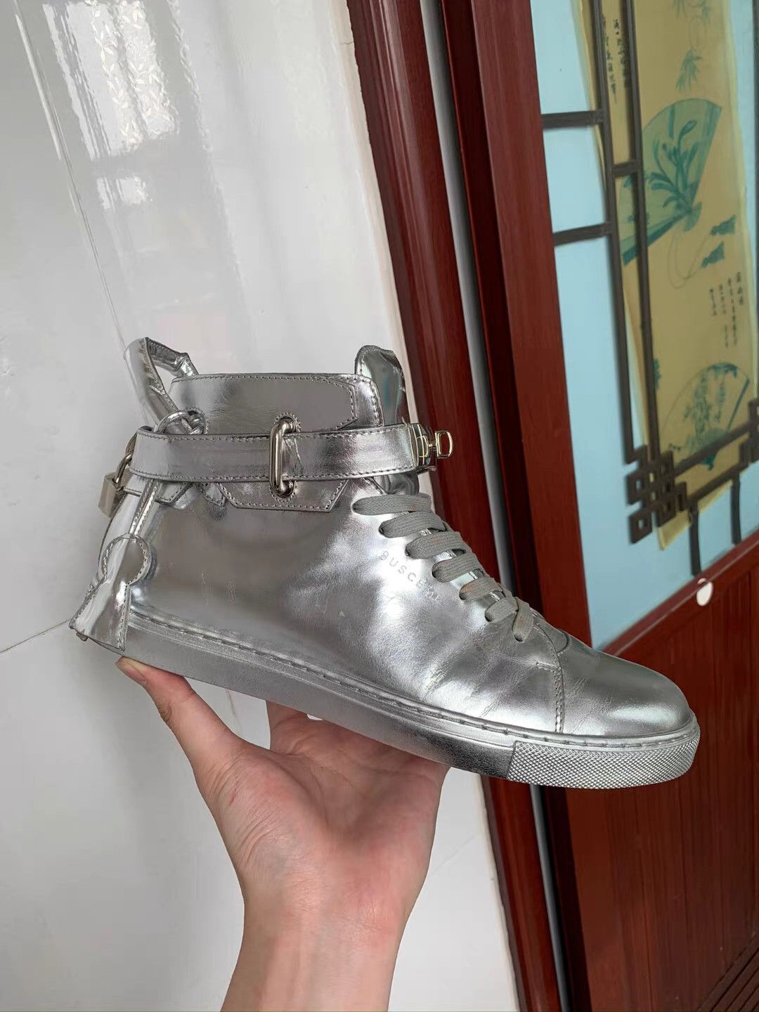 Buscemi BUSCEMI Silver Metal Lock Sneakers Size US 9 / EU 42 - 3 Thumbnail