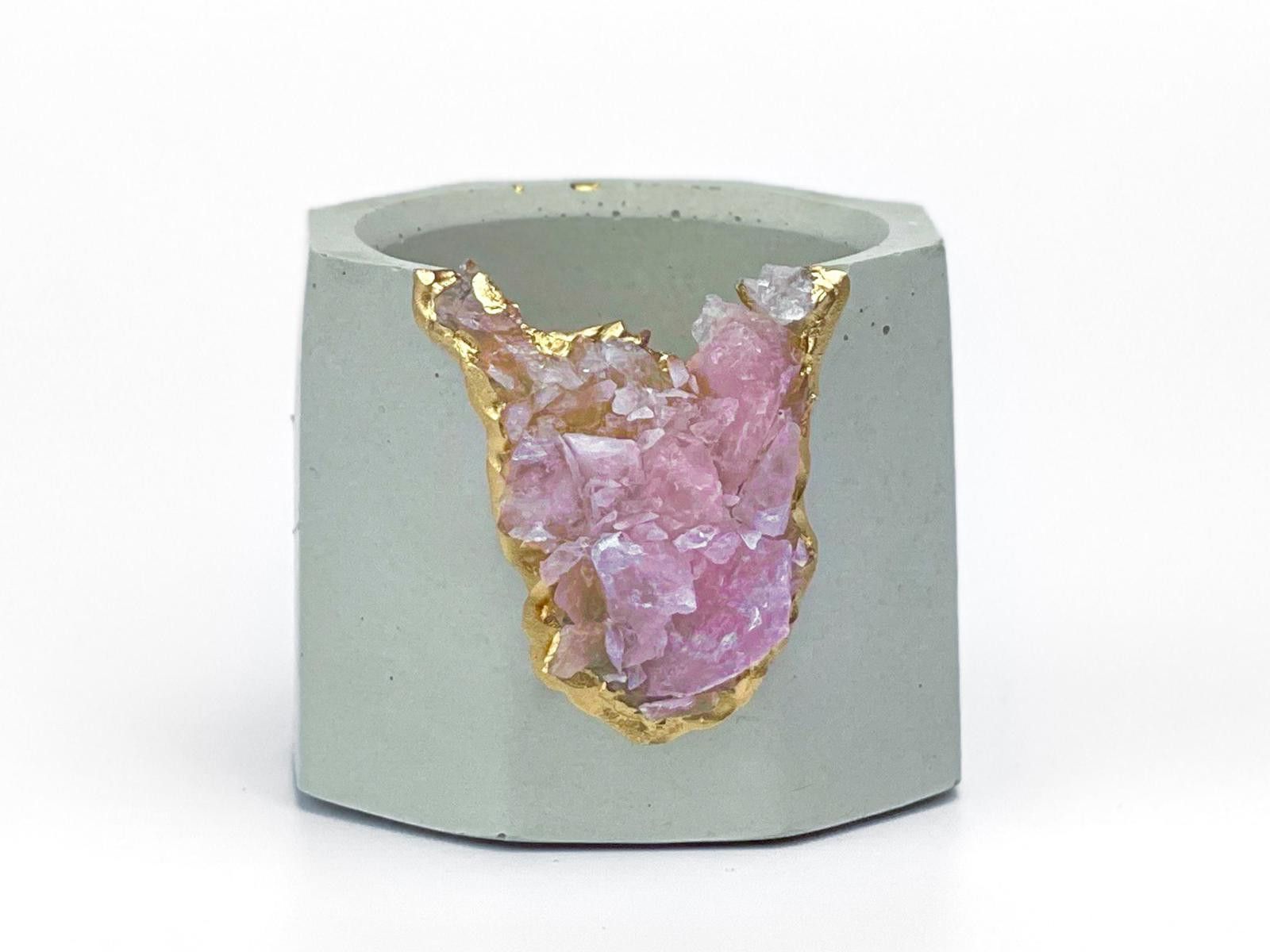 Other Rose Quartz Crystal Planter Concrete Geode Air Plant Holder Size ONE SIZE - 9 Thumbnail
