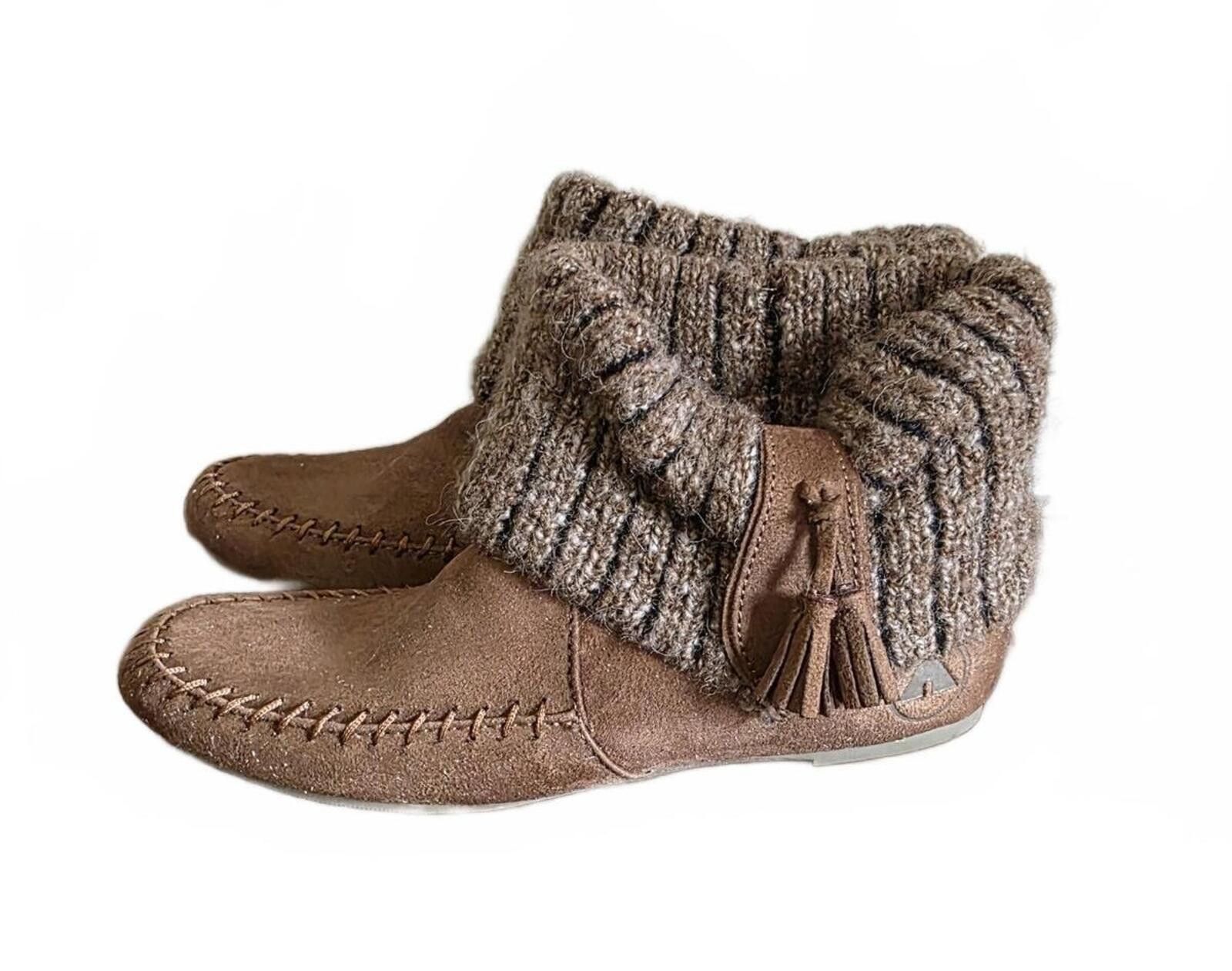 Airwalk Airwalk Brown Suede Knit Ankle Boots Size 8 US Womens Tassle Size US 8 / IT 38 - 1 Thumbnail