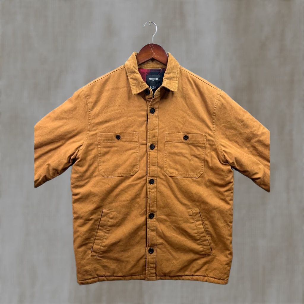 Forever 21 Forever 21 Shirt Jacket Mens Brown Canvas Corduroy Plaid Lined Shacket Small Size US S / EU 44-46 / 1 - 1 Thumbnail