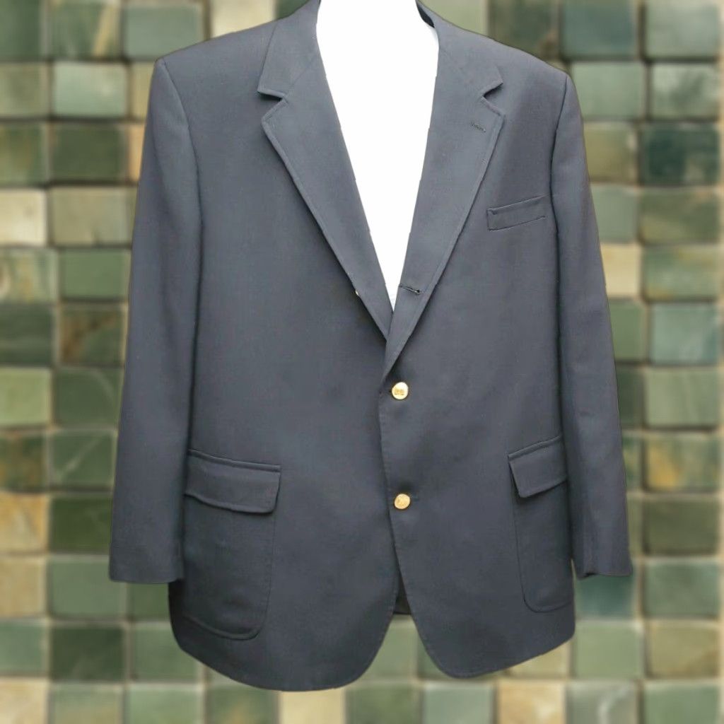 Brooks Brothers VINTAGE Brooks Brothers Blazer Mens 45 Blue Sport Jacket Jacket Vintage 80s 90s Men Blazer Blue 45 Brooks Brothers Mens Blazer USA 80s 90s Size 48R - 1 Thumbnail