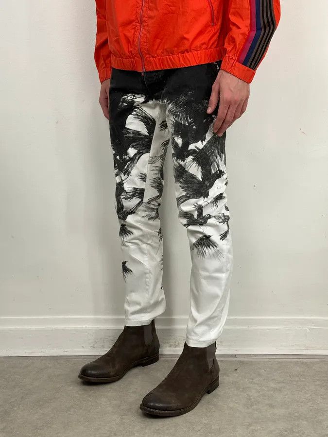 Dsquared2 AW2015 Dsquared2 Black White Denim Floral Print Straight Jeans Size US 32 / EU 48 - 3 Thumbnail