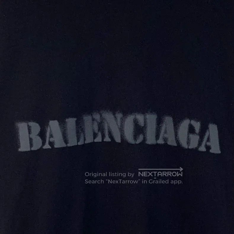 Balenciaga Balenciaga Black Distressed Logo Letter Print Cotton Crewn Size US XS / EU 42 / 0 - 4 Thumbnail