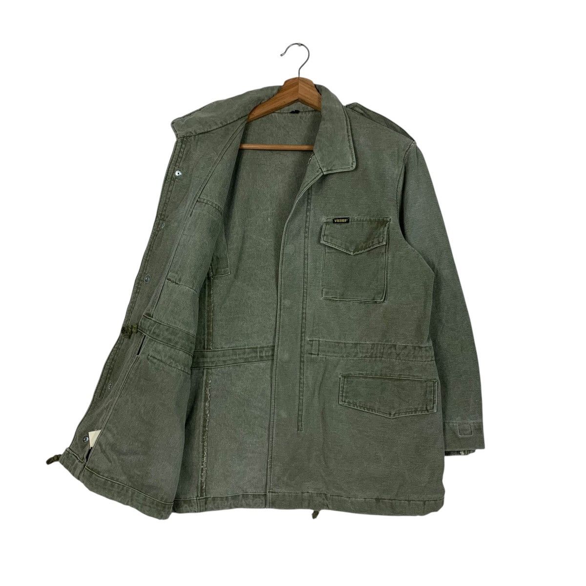Japanese Brand VOCEVER Light Wash Olive Green Chore Jacket #1826-C27 Size US M / EU 48-50 / 2 - 9 Thumbnail