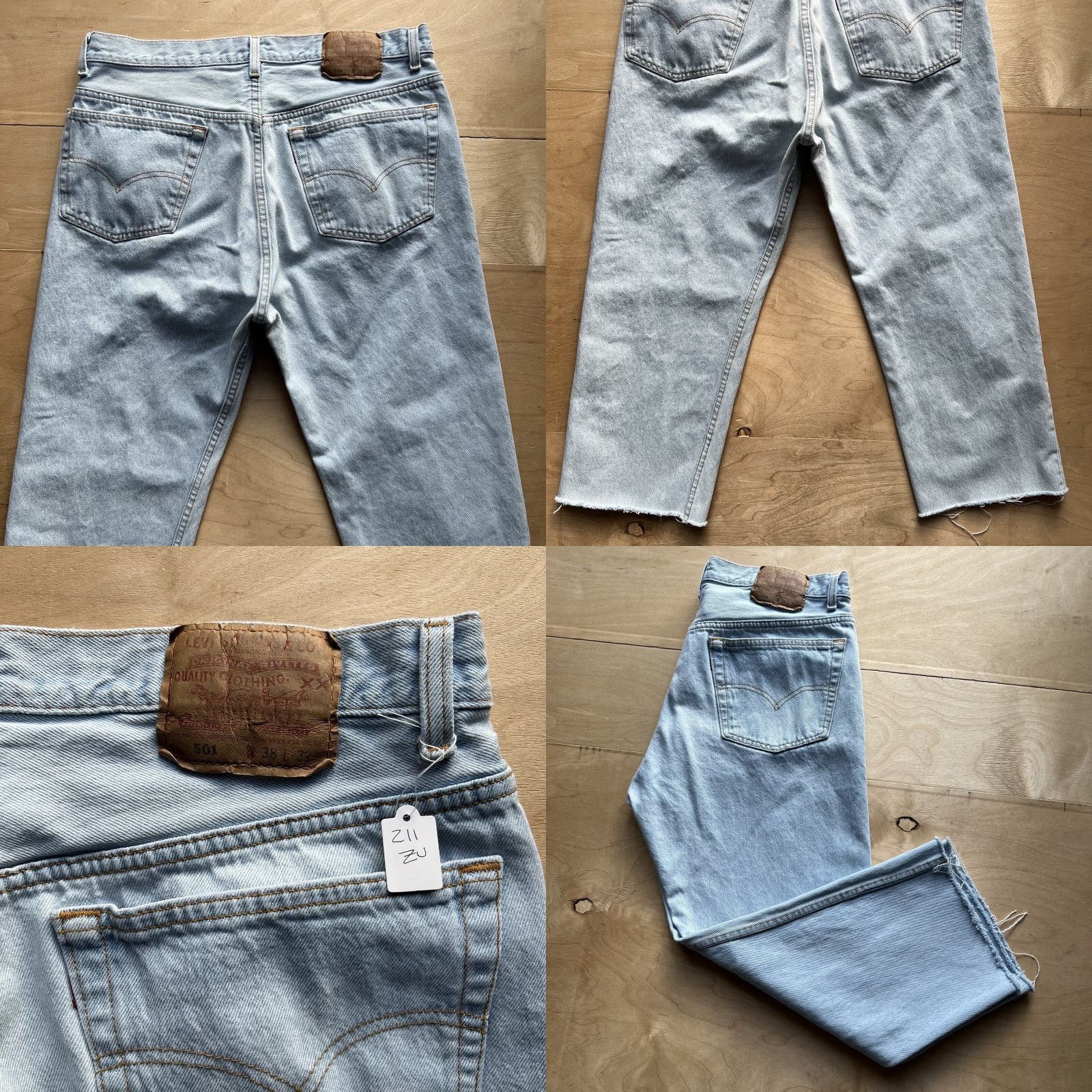 Levi's VINTAGE Levi's 501 Jeans 35 Blue Light Wash 90s Denim USA Workwear Jeans Mens Size US 35 - 8 Thumbnail