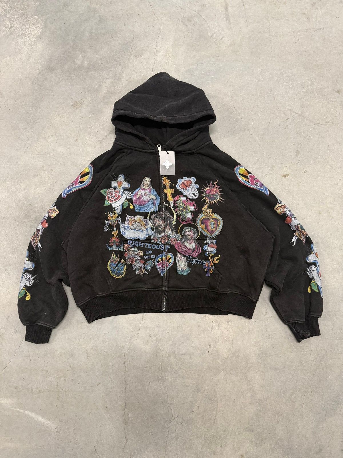 We Are Righteous Risen King Black Zip Up Hoodie X-Large