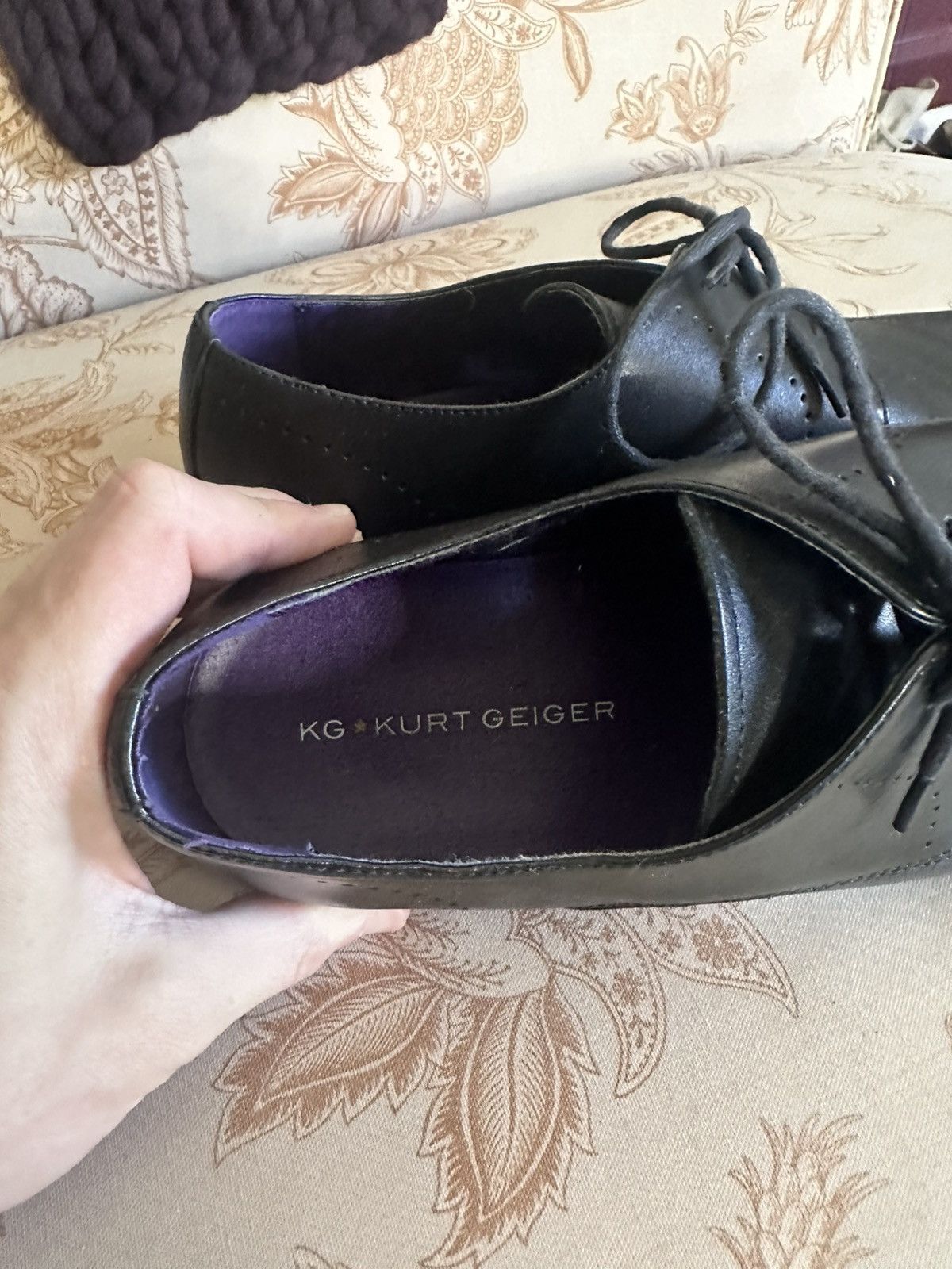 Kurt Geiger Squire square toe black leather derby shoes Size US 9 / EU 42 - 10 Thumbnail