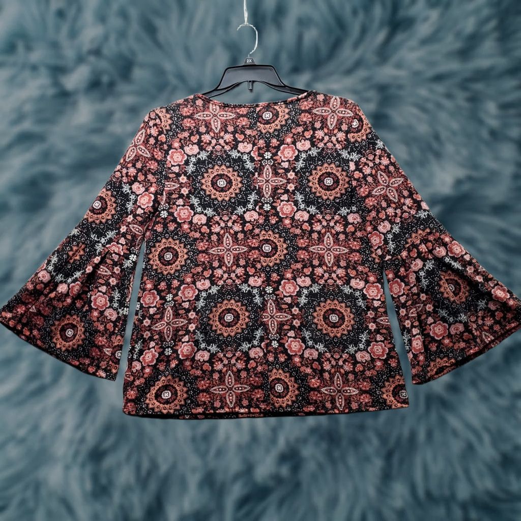 Vintage NY Collection Blouse Womens L Floral Bell Sleeve Pullover Top Size L / US 10 / IT 46 - 1 Thumbnail