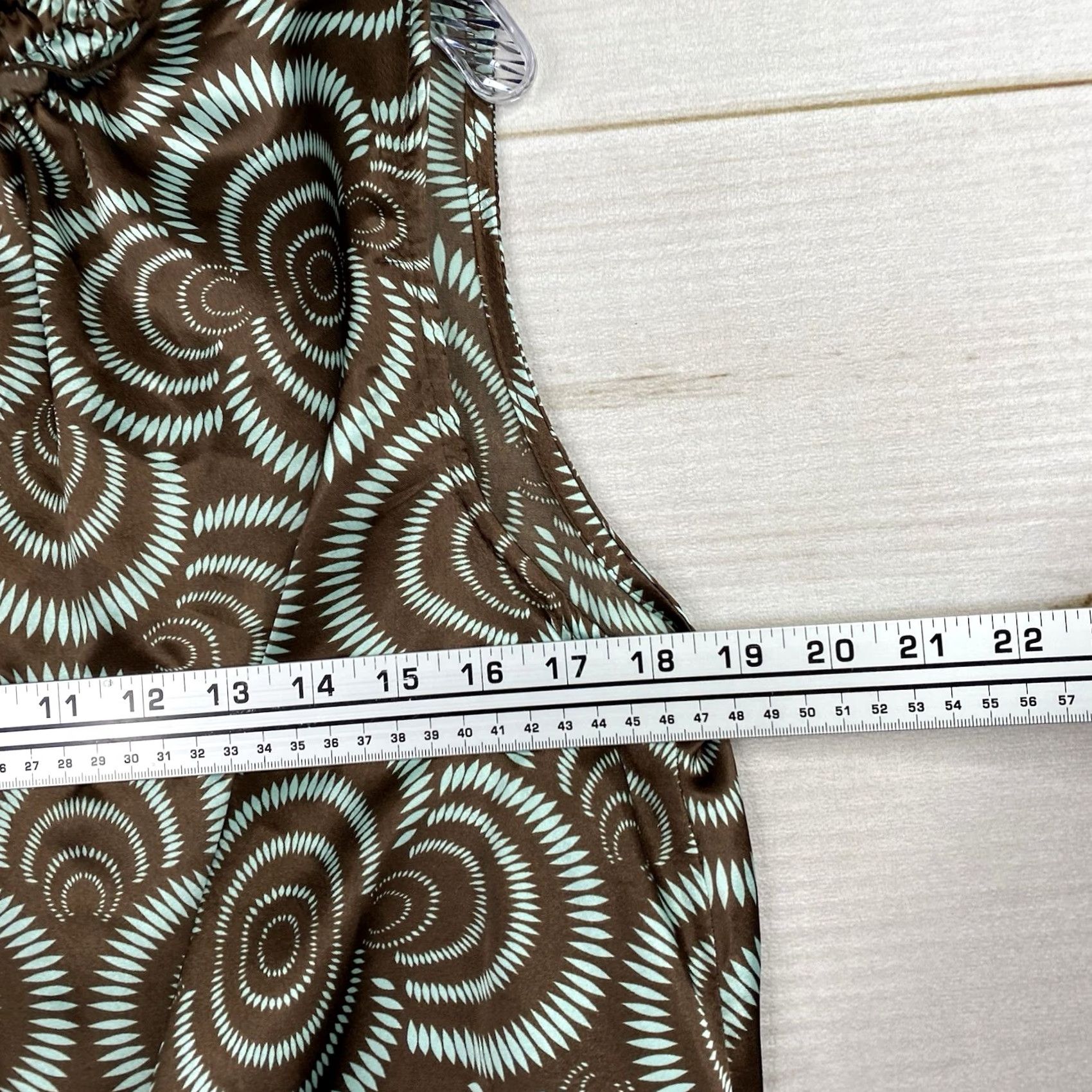 Vintage VINTAGE Serenade Blouse Shirt L Brown Satin Mock Neck Sleeveless Geometric Fairy Hippie 90s Womens Size L / US 10 / IT 46 - 6 Thumbnail