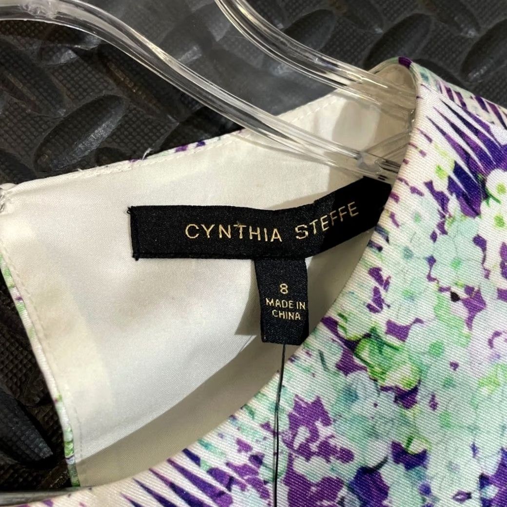 Vintage Cynthia Steffe Sleeveless Bodycon Dress Size 8 Purple Floral Geometric Print NWT Size M / US 6-8 / IT 42-44 - 2 Thumbnail