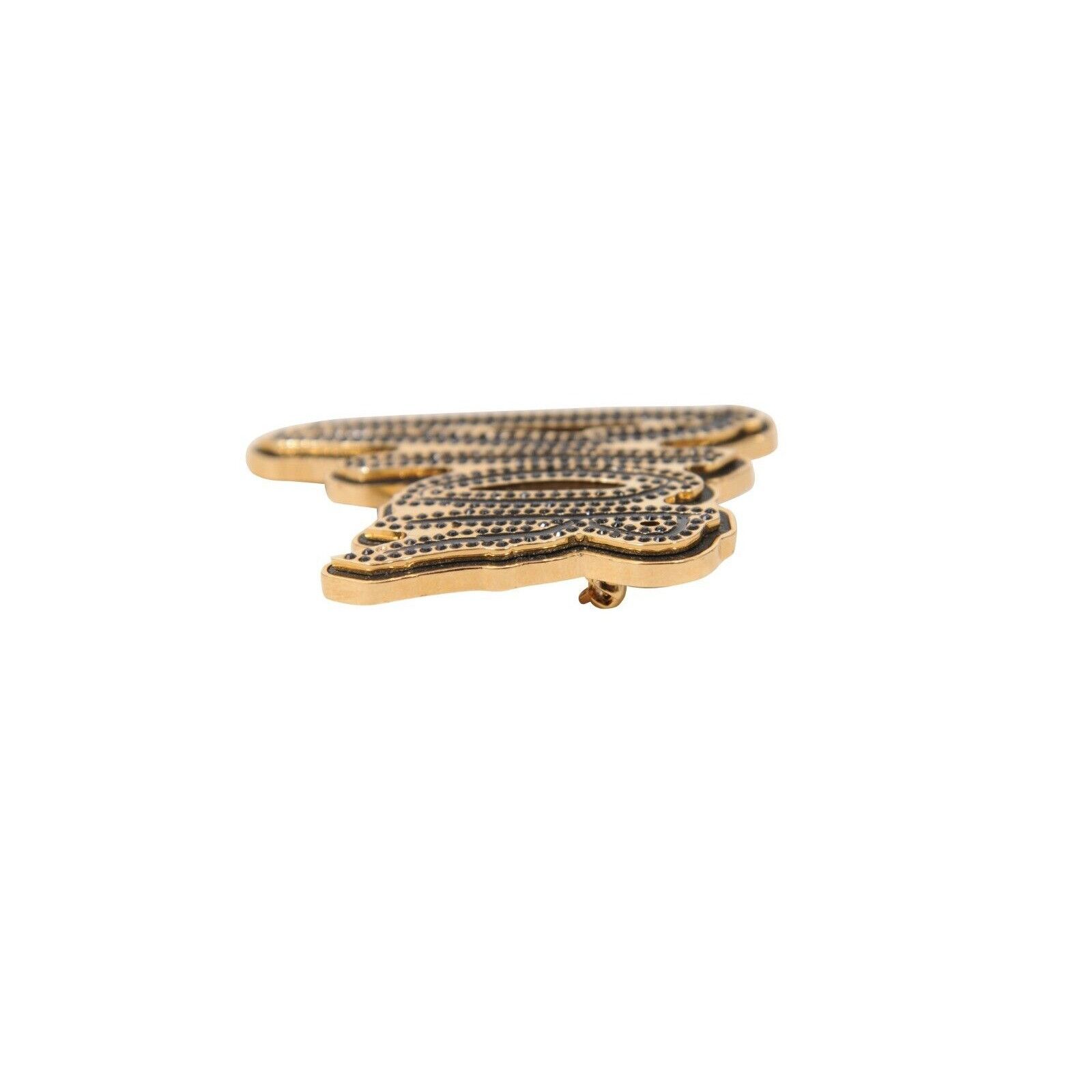 Dior Raymond Pettibon Gold Black Logo Pin Crystal Jacket Brooch Size ONE SIZE - 5 Thumbnail