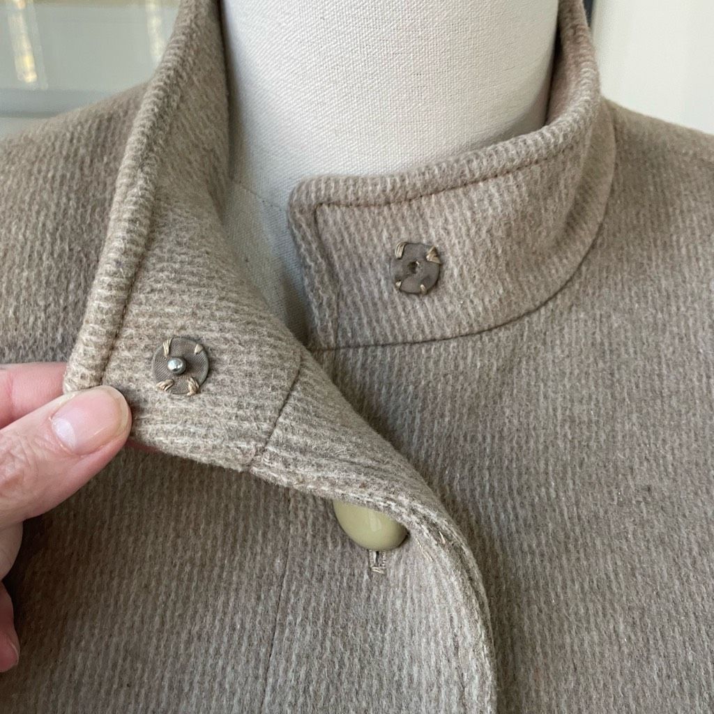 Vintage Vintage 80s Karen Peters Beige Wool Cashmere Peacoat USA L Size L / US 10 / IT 46 - 4 Thumbnail
