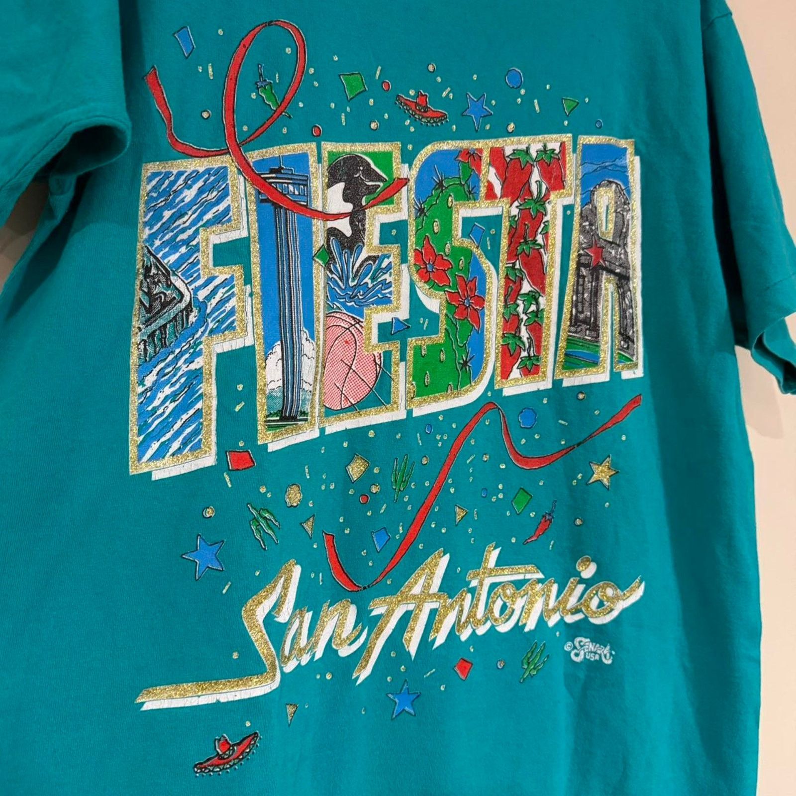 Fruit Of The Loom Vintage Fiesta San Antonio Texas Shirt Size US L / EU 52-54 / 3 - 2 Thumbnail