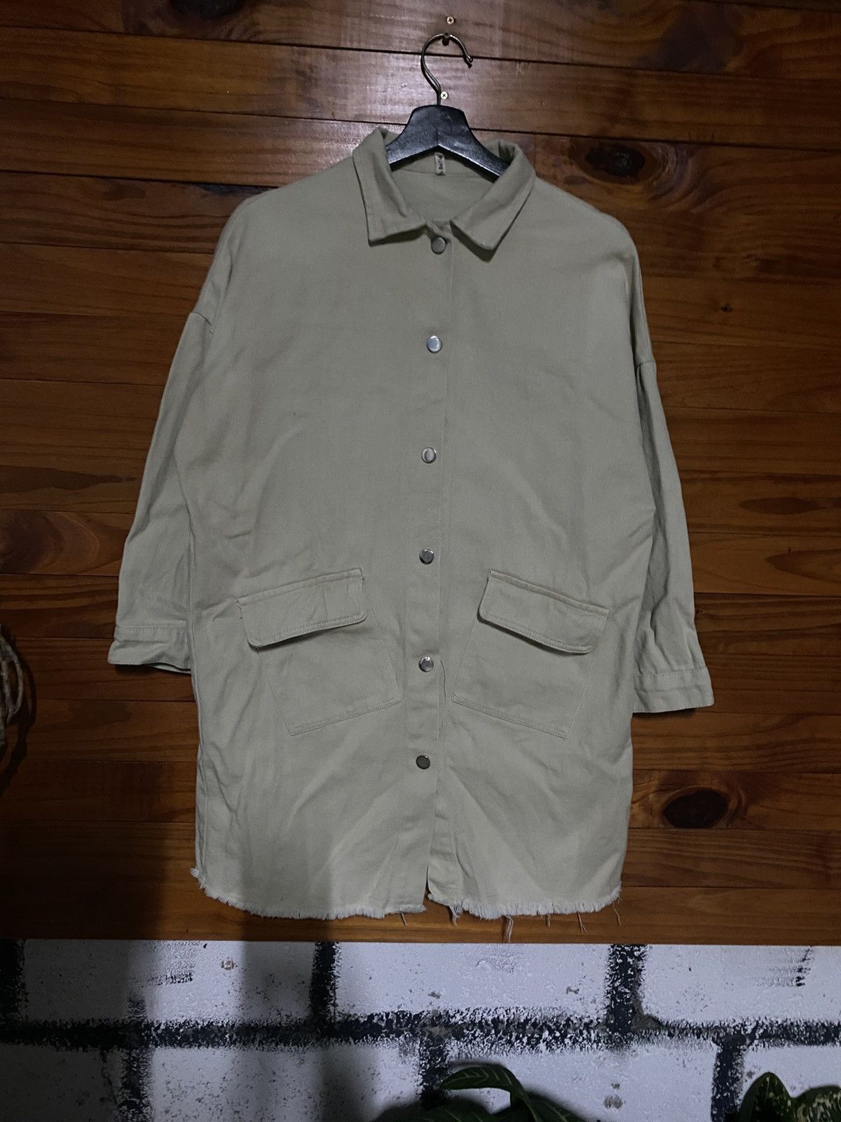 Japanese Brand Ou Bei Yi Distressed Back-Slashed Long Shirt Jacket Grunge Size L / US 10 / IT 46 - 8 Thumbnail