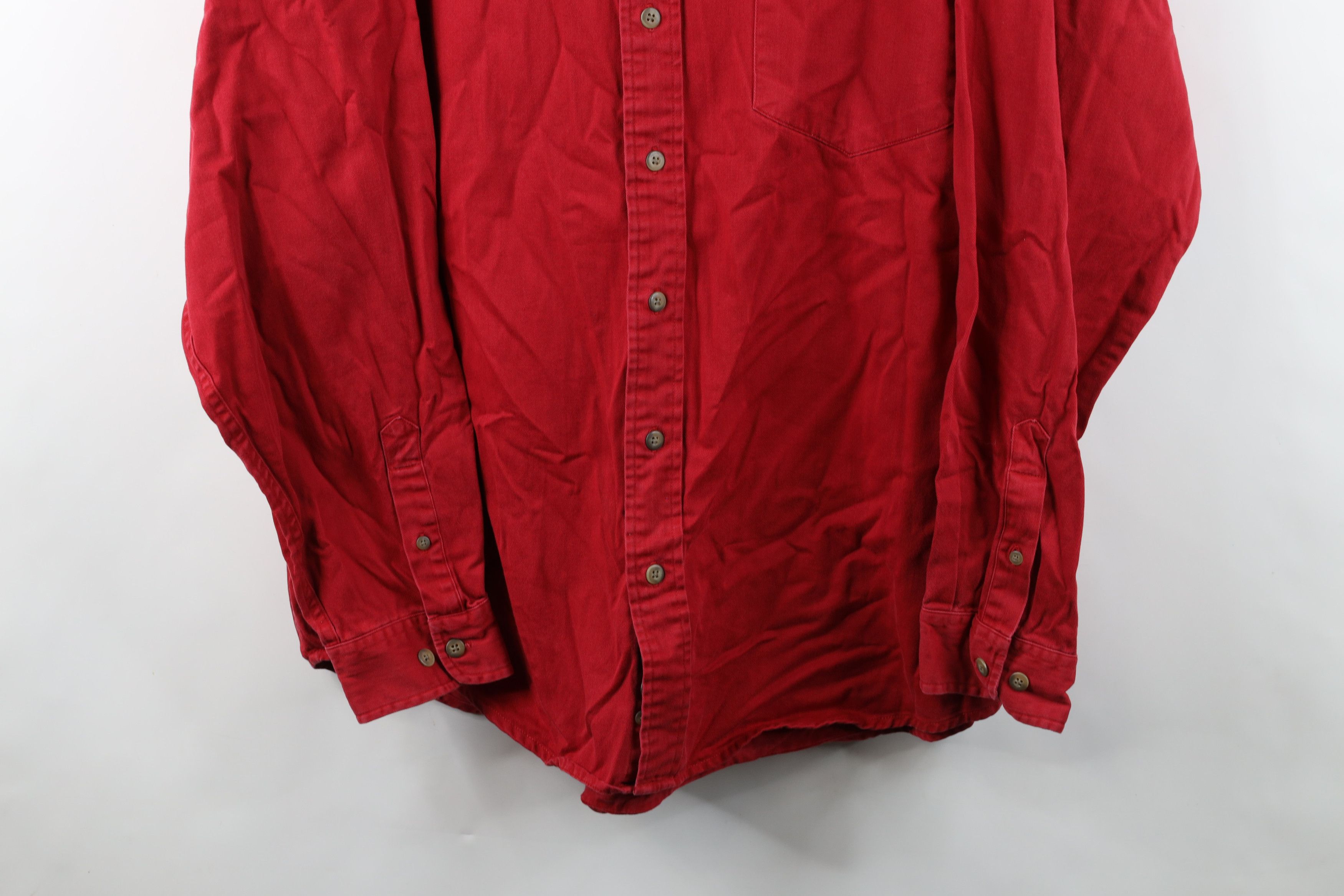 Eddie Bauer Vintage 90s Eddie Bauer Heavyweight Button Down Shirt Red Size US XL / EU 56 / 4 - 3 Thumbnail