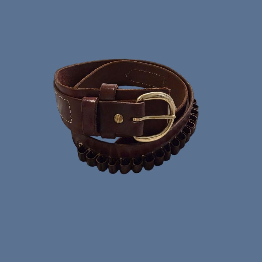 Vintage Krasne's .45 Caliber Heavy Leather Ammunition Belt Western Belt Brass Buckle Men's XL Brown 2.5 in Adjustable Cowboy Shell Accessories Size ONE SIZE - 1 Thumbnail