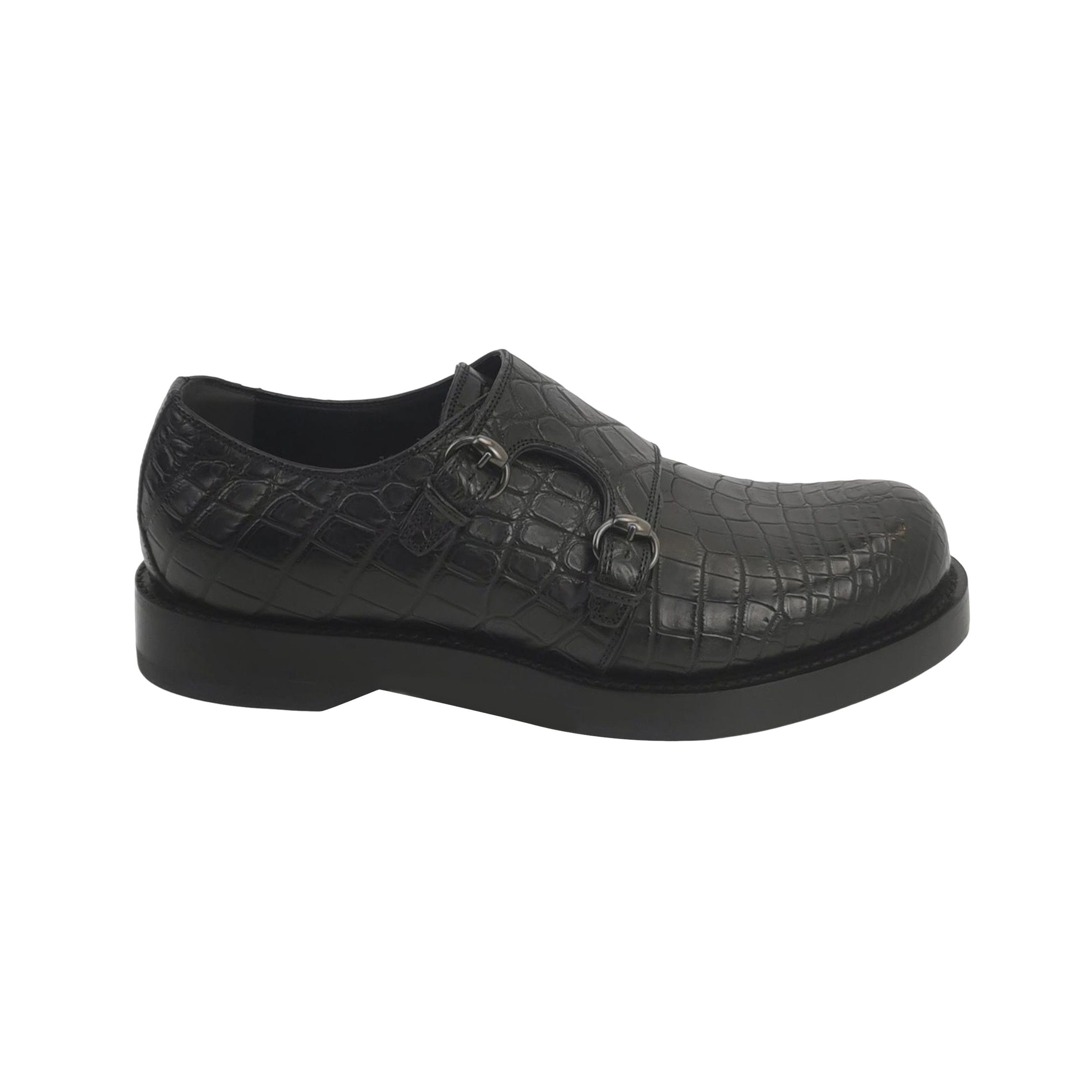 Gucci Gucci Crocodile Double Monk Strap Shoes 41 Size US 8 / EU 41 - 1 Thumbnail